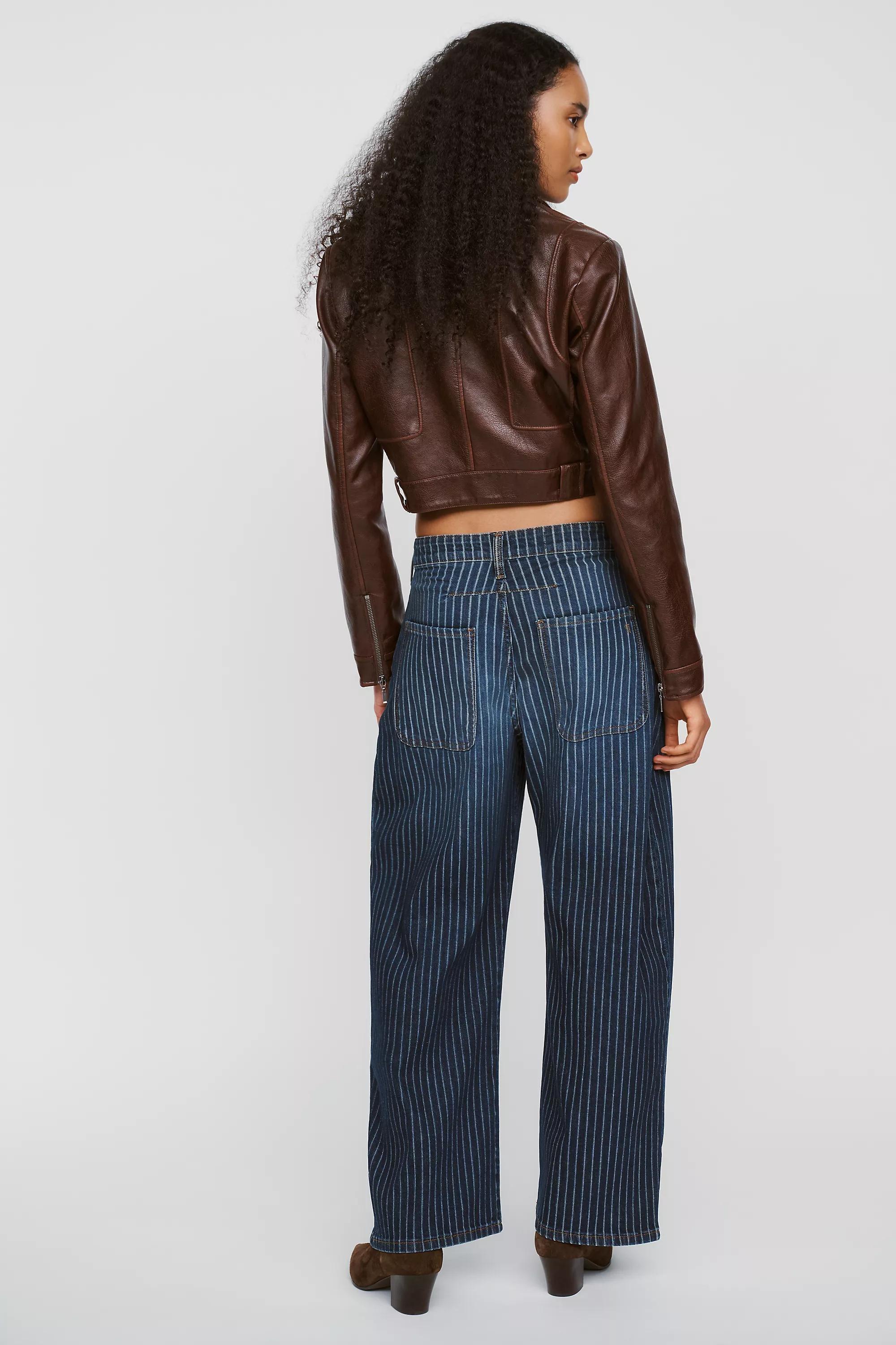By Pilcro The Kayden Pinstripe Carpenter Barrel Jeans, Blue, Blue, large image number 3