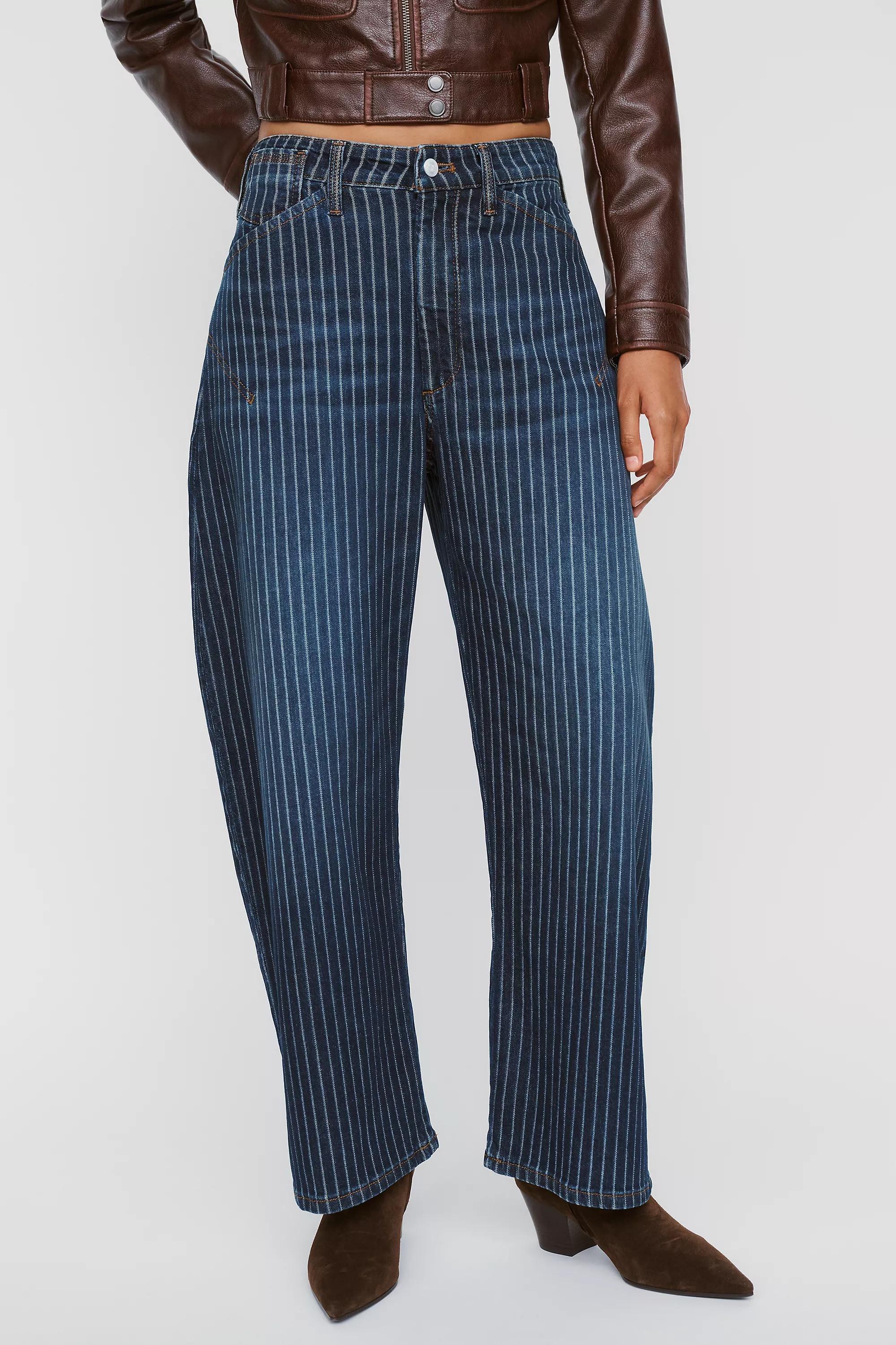 By Pilcro The Kayden Pinstripe Carpenter Barrel Jeans, Blue, Blue, large image number 4