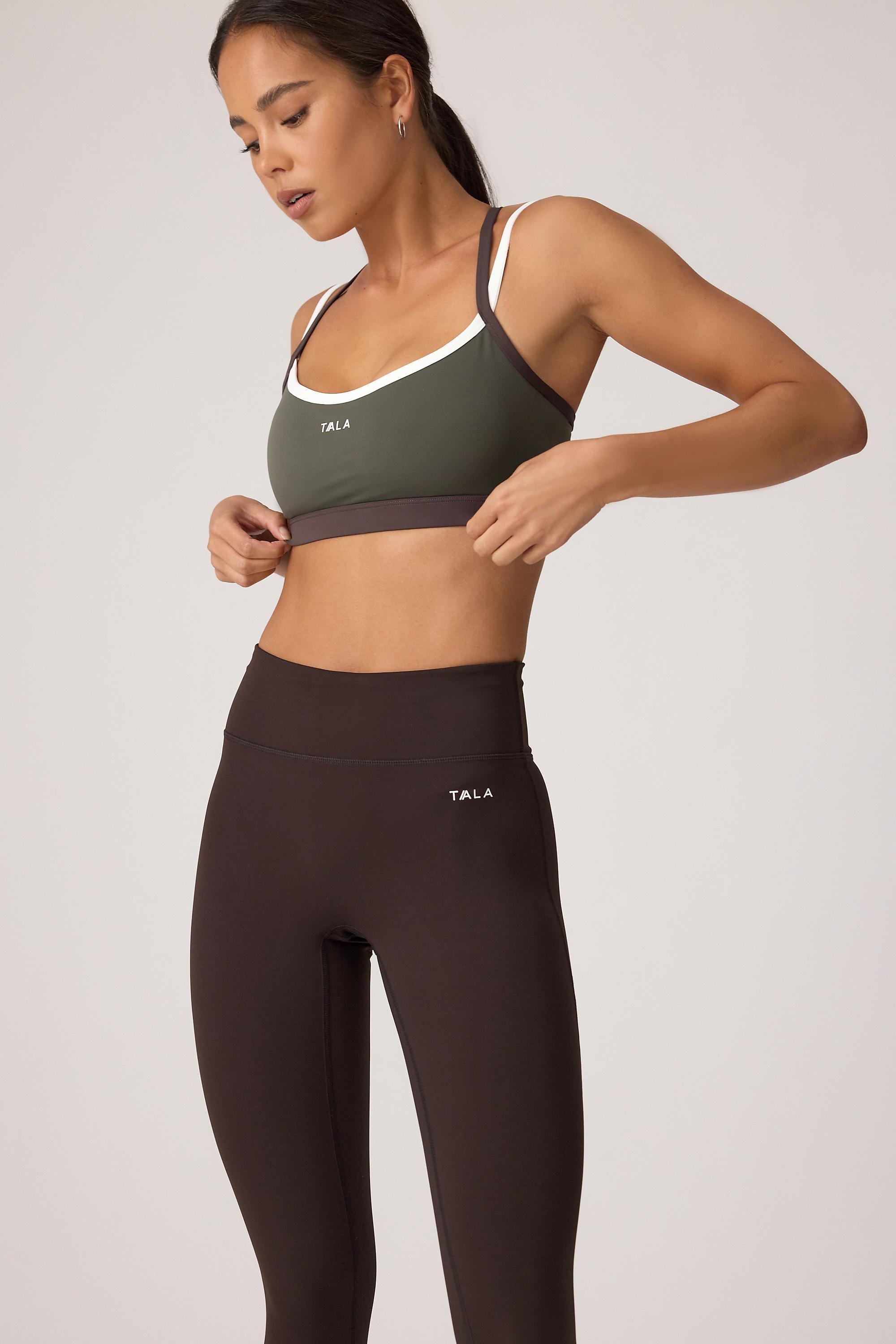 TALA Contrast Cross Strap Sports Bra, Khaki, Green, large image number 3