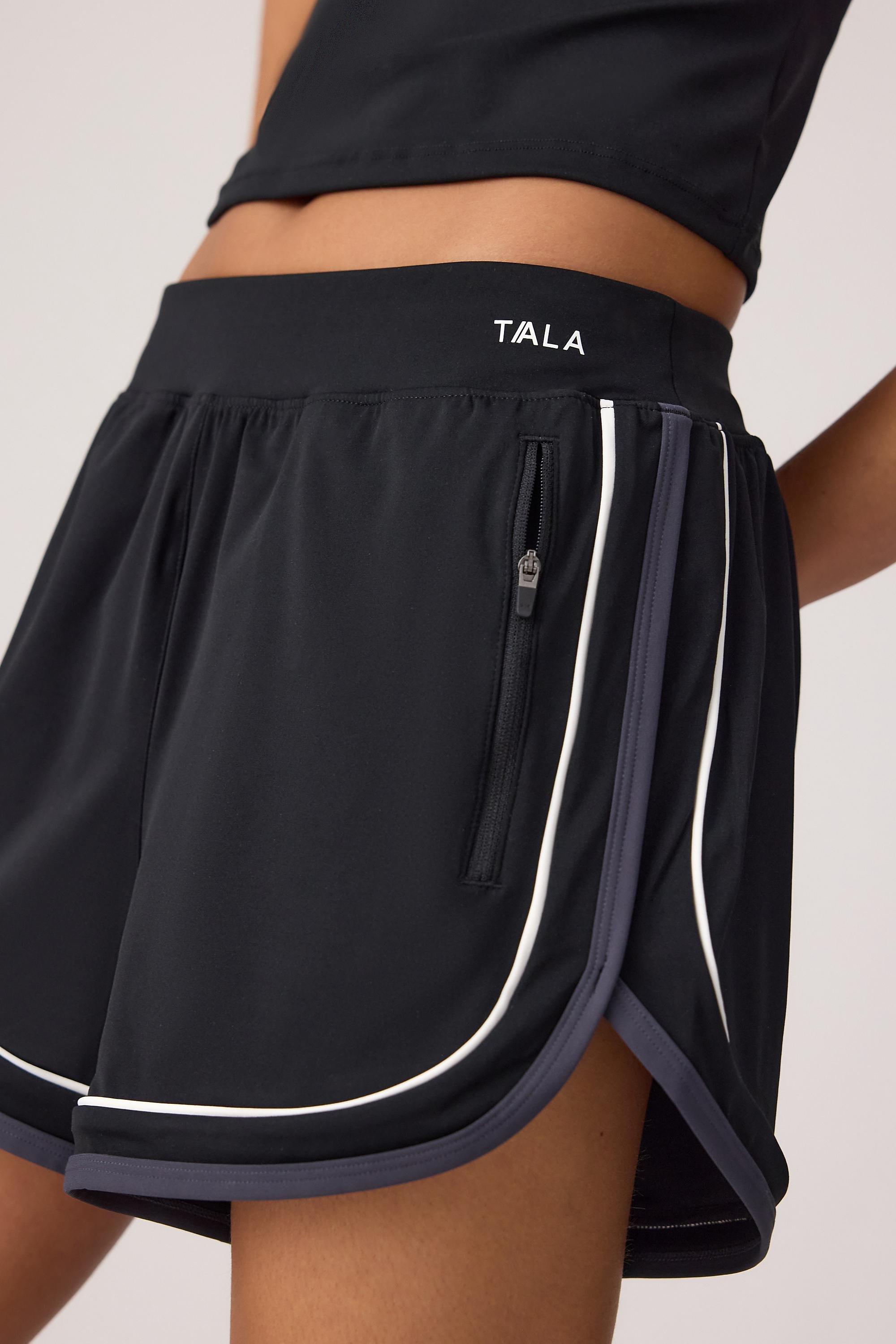 TALA Skinluxe Contrast Retro Run Shorts, Black, Black, large image number 4