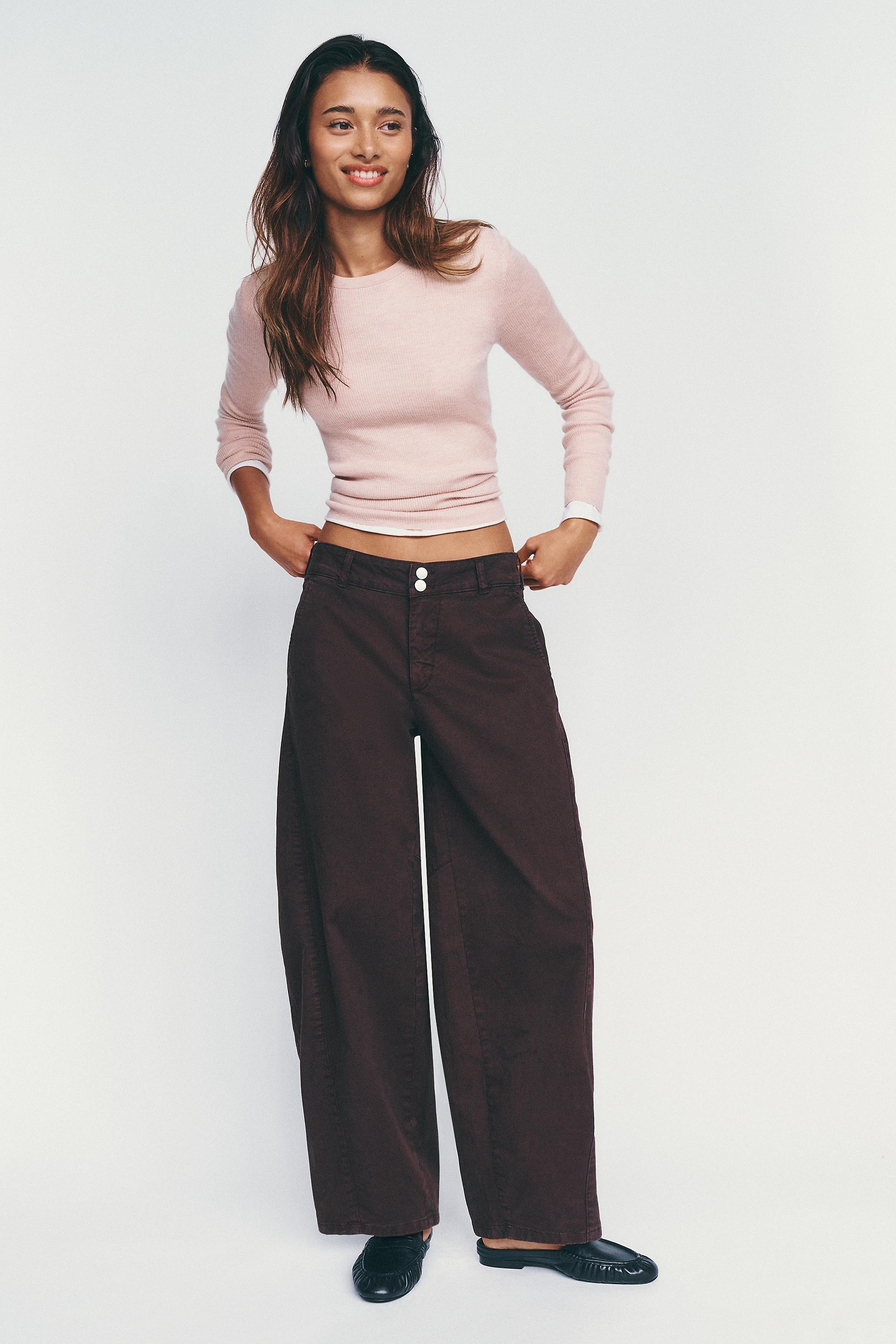Pilcro Aero Wide-Leg Chino Trousers, Brown, Brown, large image number 2