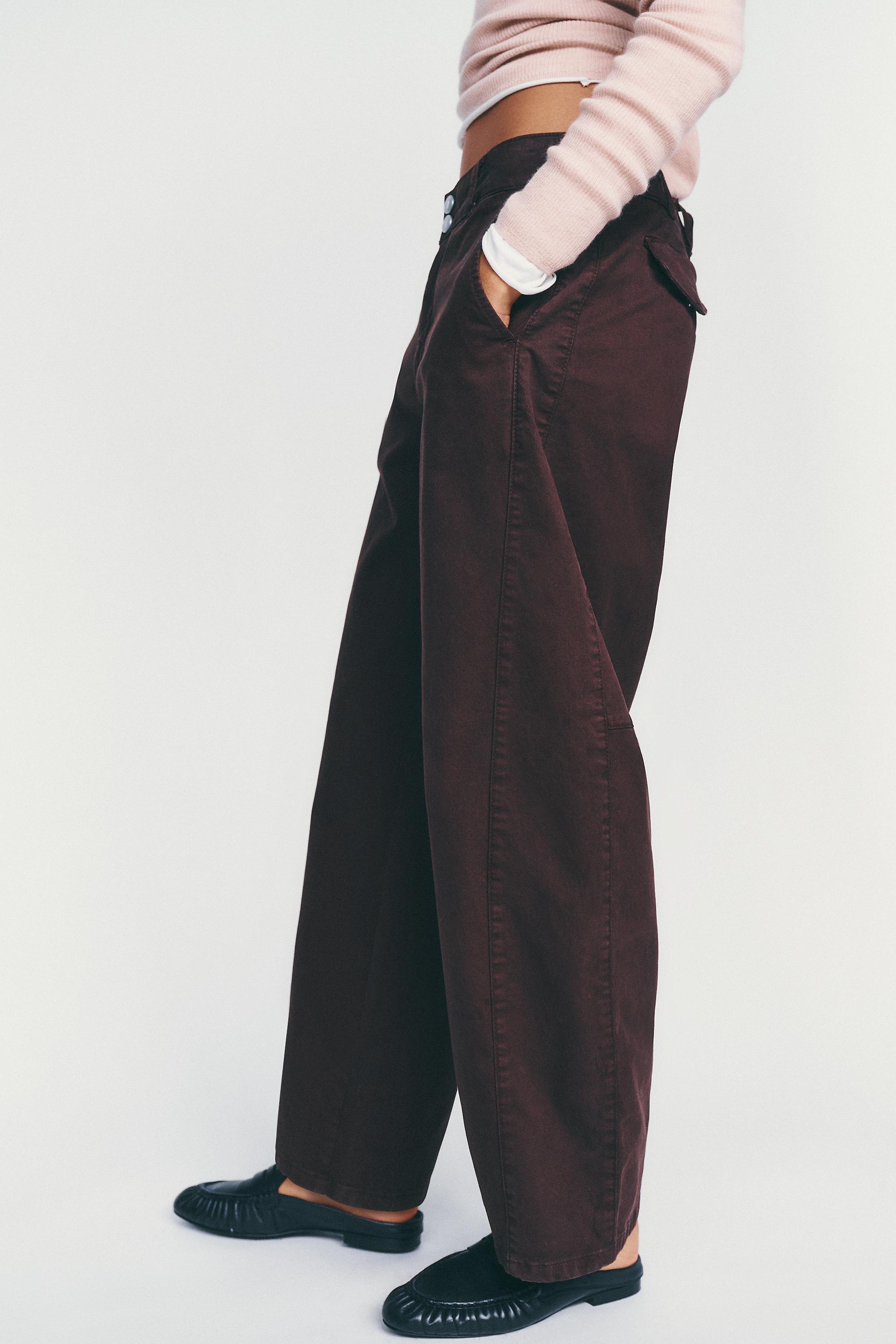Pilcro Aero Wide-Leg Chino Trousers, Brown, Brown, large image number 3