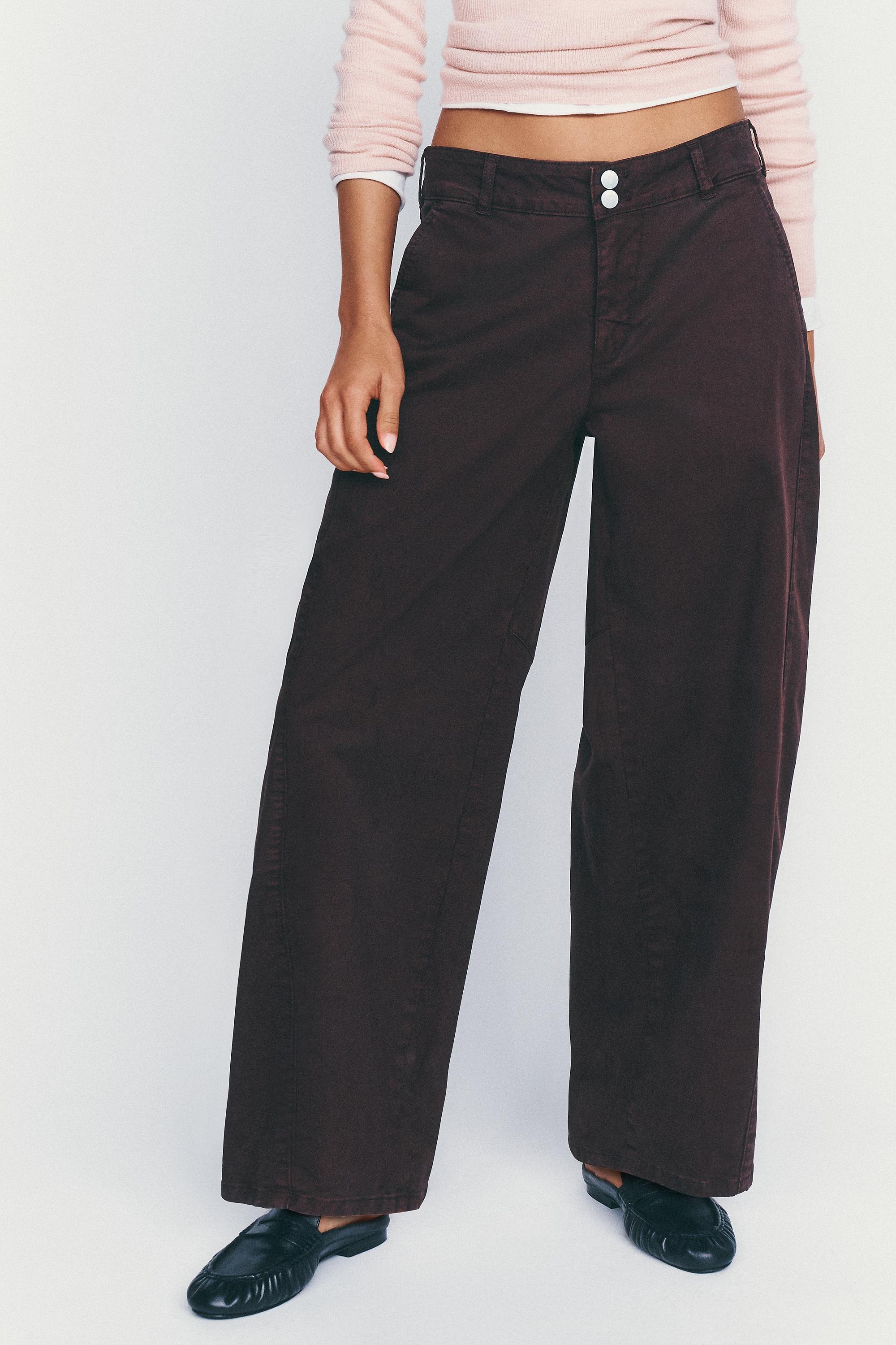 Pilcro Aero Wide-Leg Chino Trousers, Brown, Brown, large image number 4