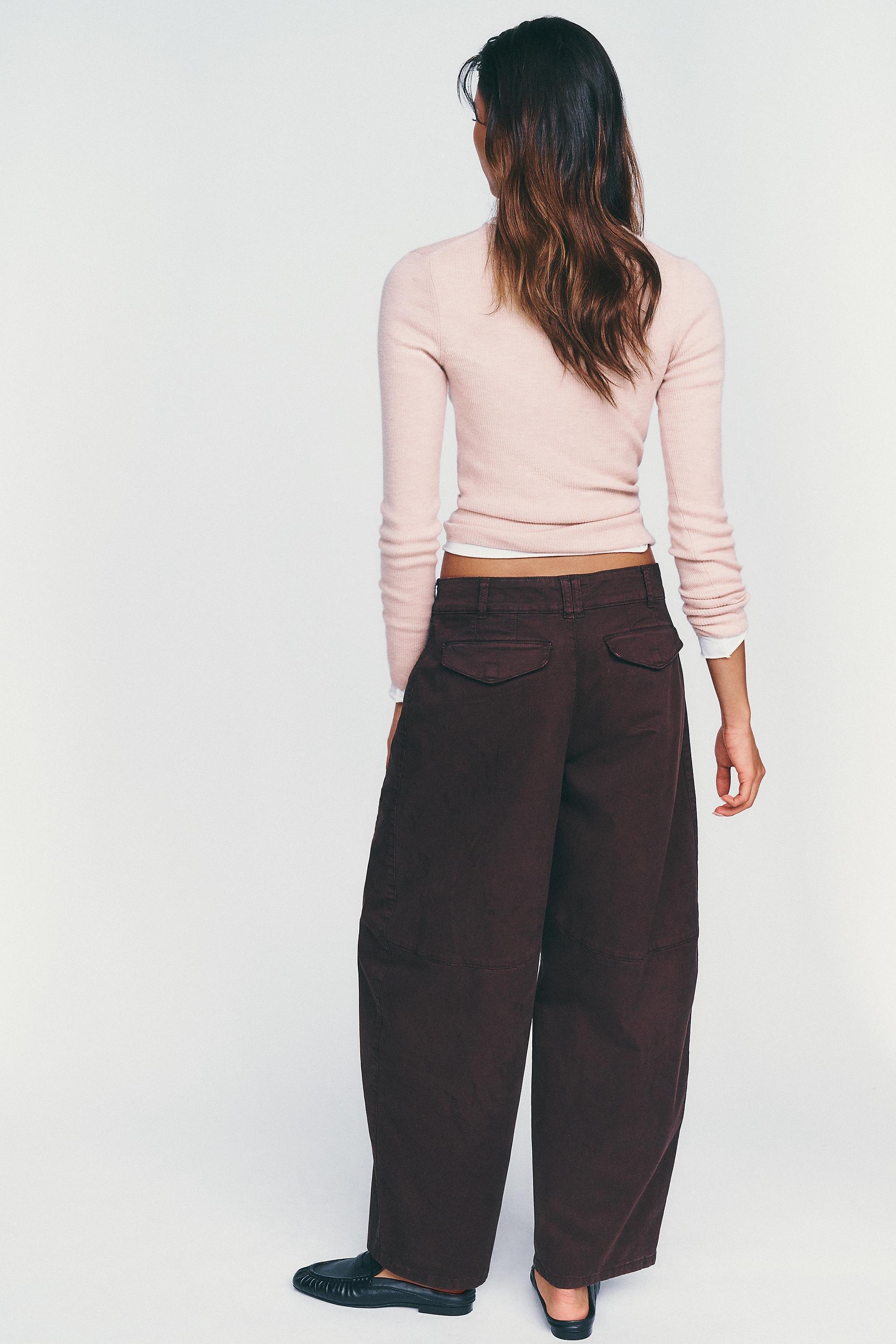 Pilcro Aero Wide-Leg Chino Trousers, Brown, Brown, large image number 5