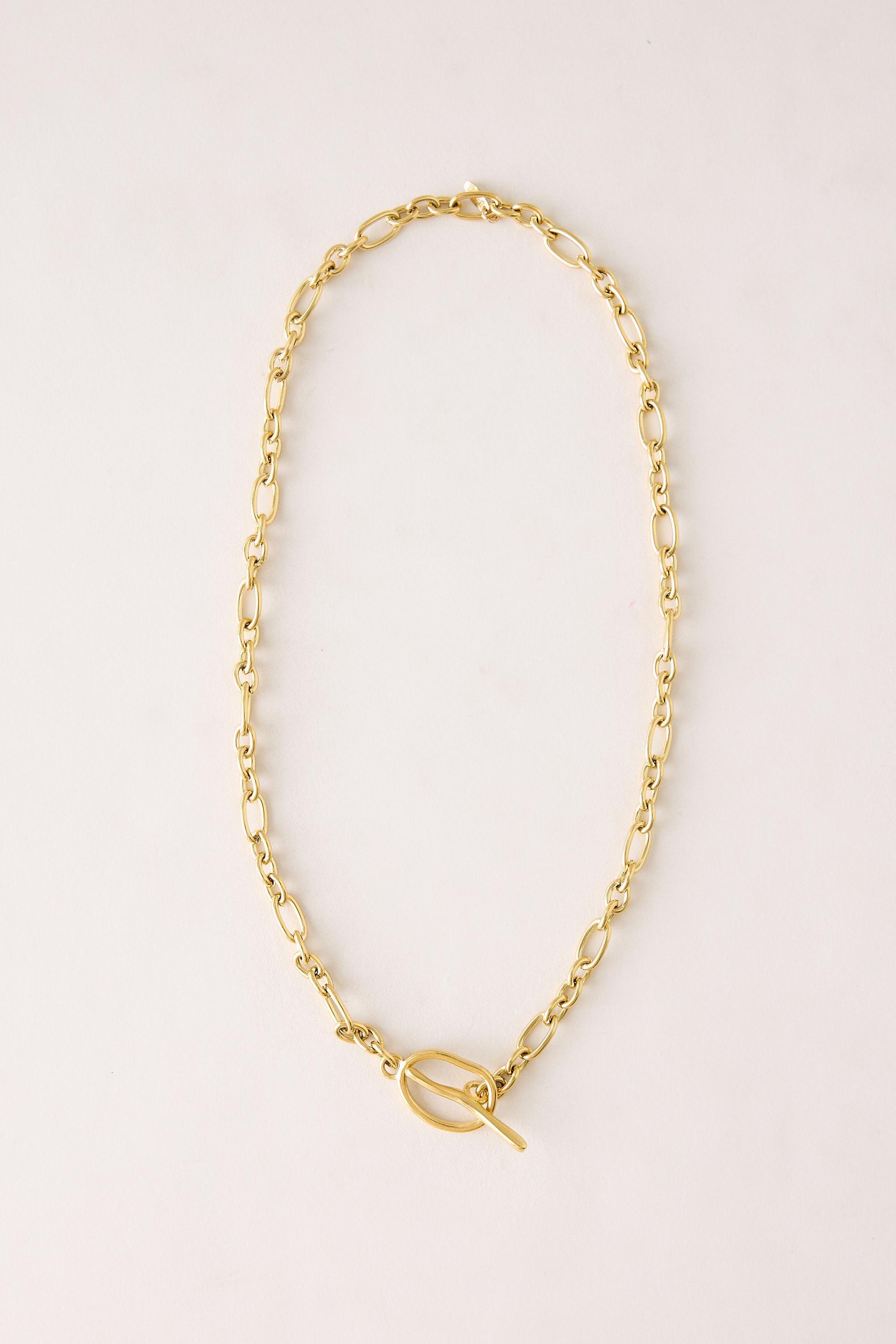 GOLD Water-Resistant T-Bar Chain Necklace, Gold, medium