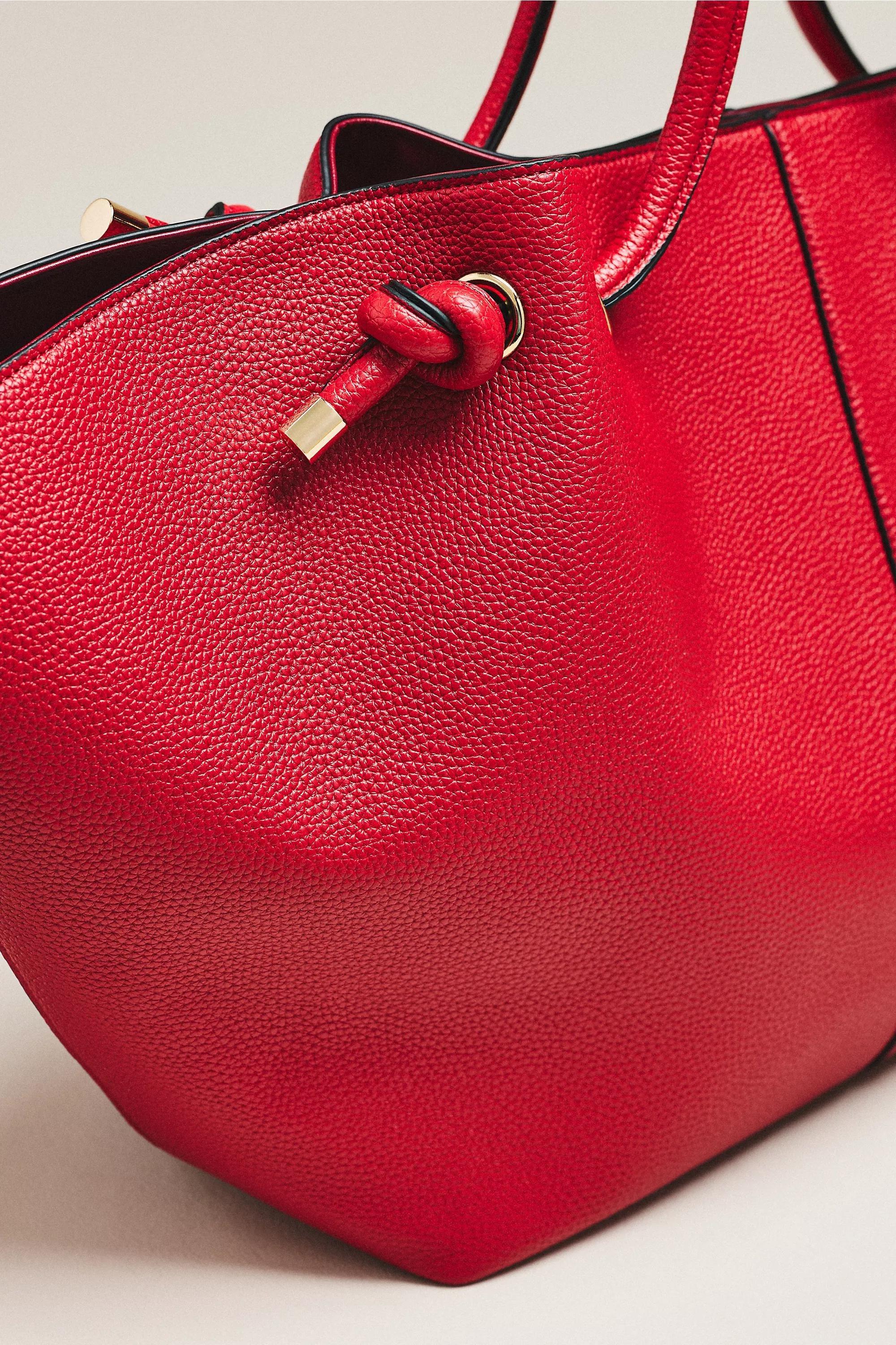Maeve Pebbled Faux-Leather Tote Bag, Red, Red, medium
