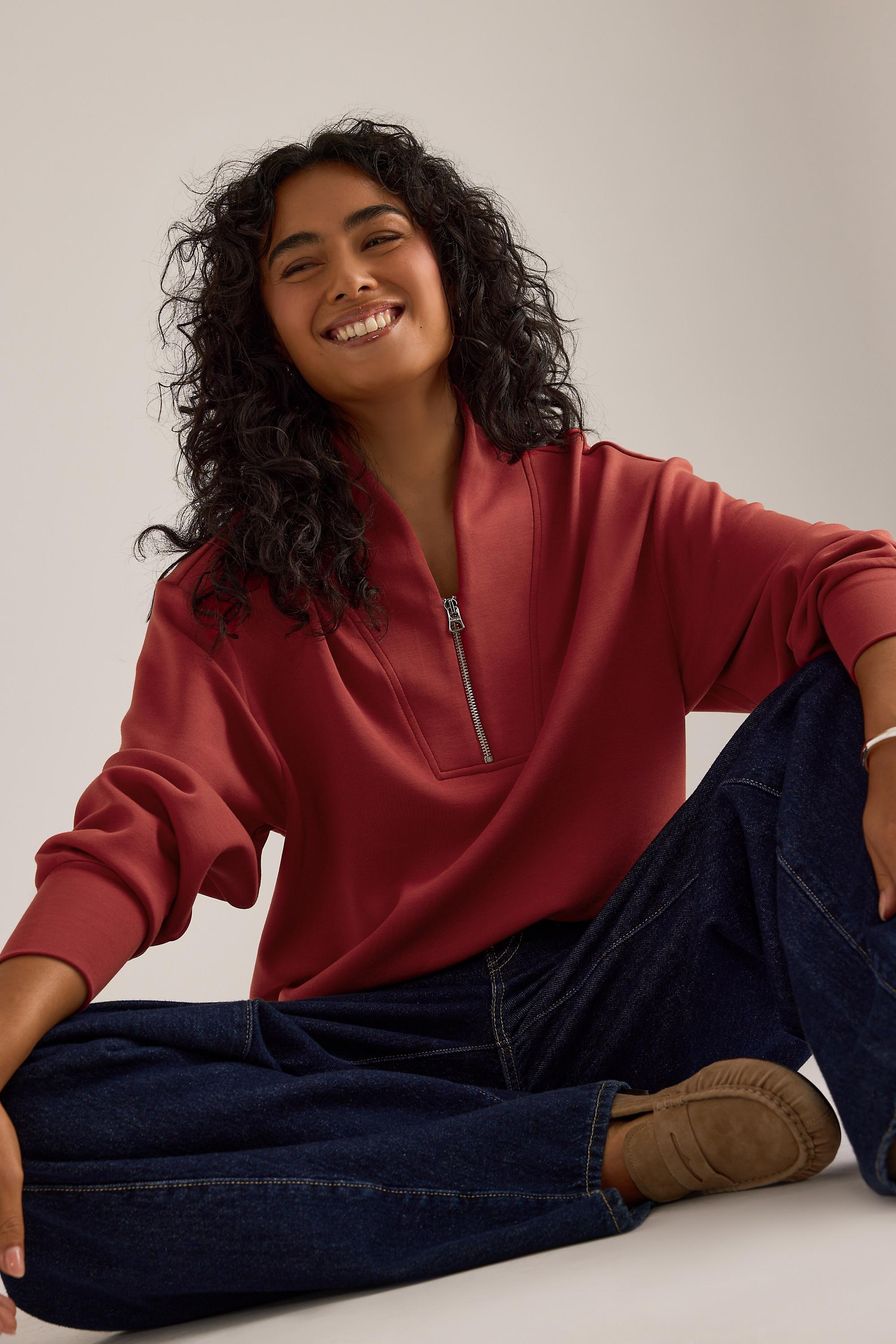 Varley Davidson Half-Zip Sweatshirt, Red, Red, medium