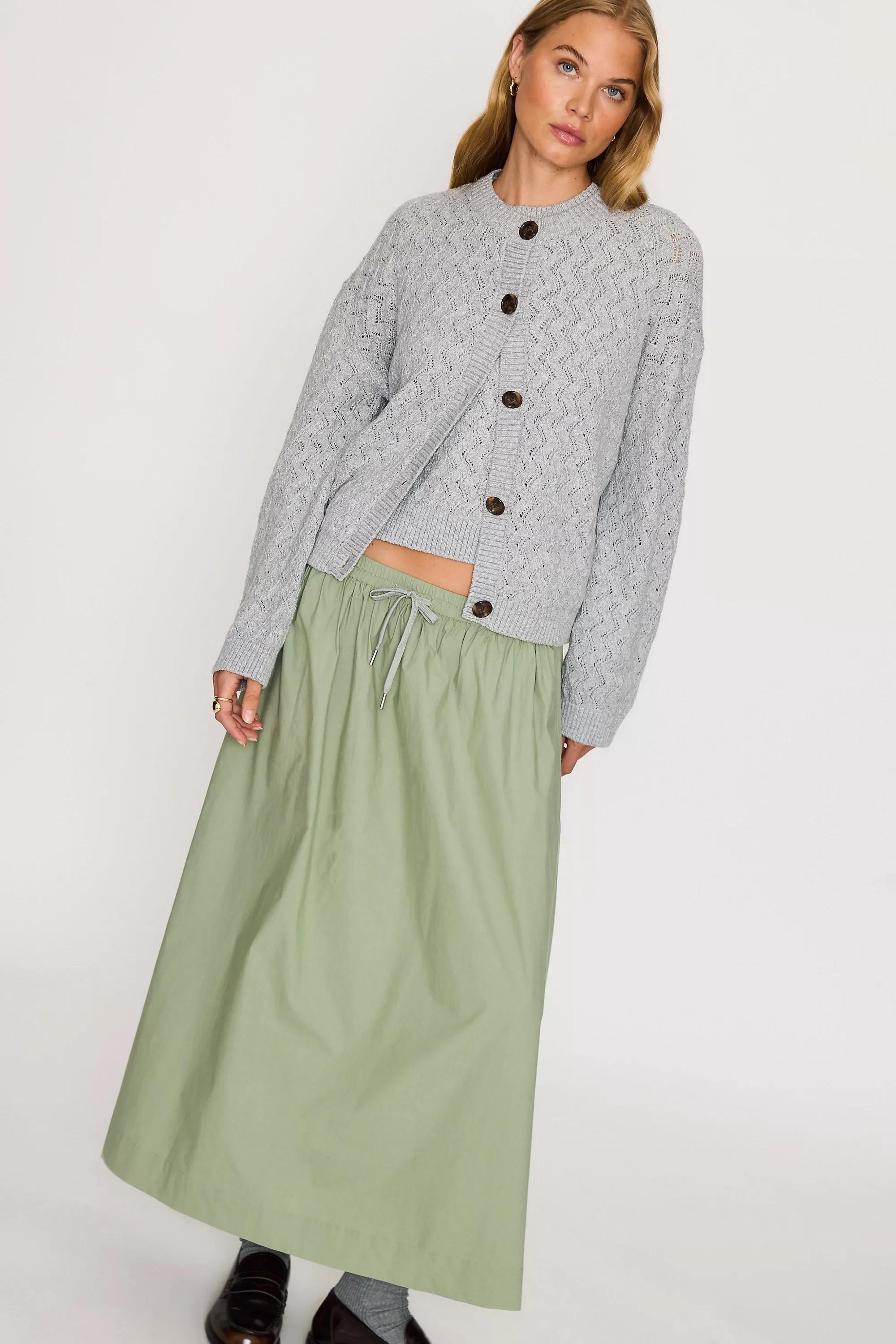 Varley Hossler Pointelle Cardigan, Green, Grey, large image number 3