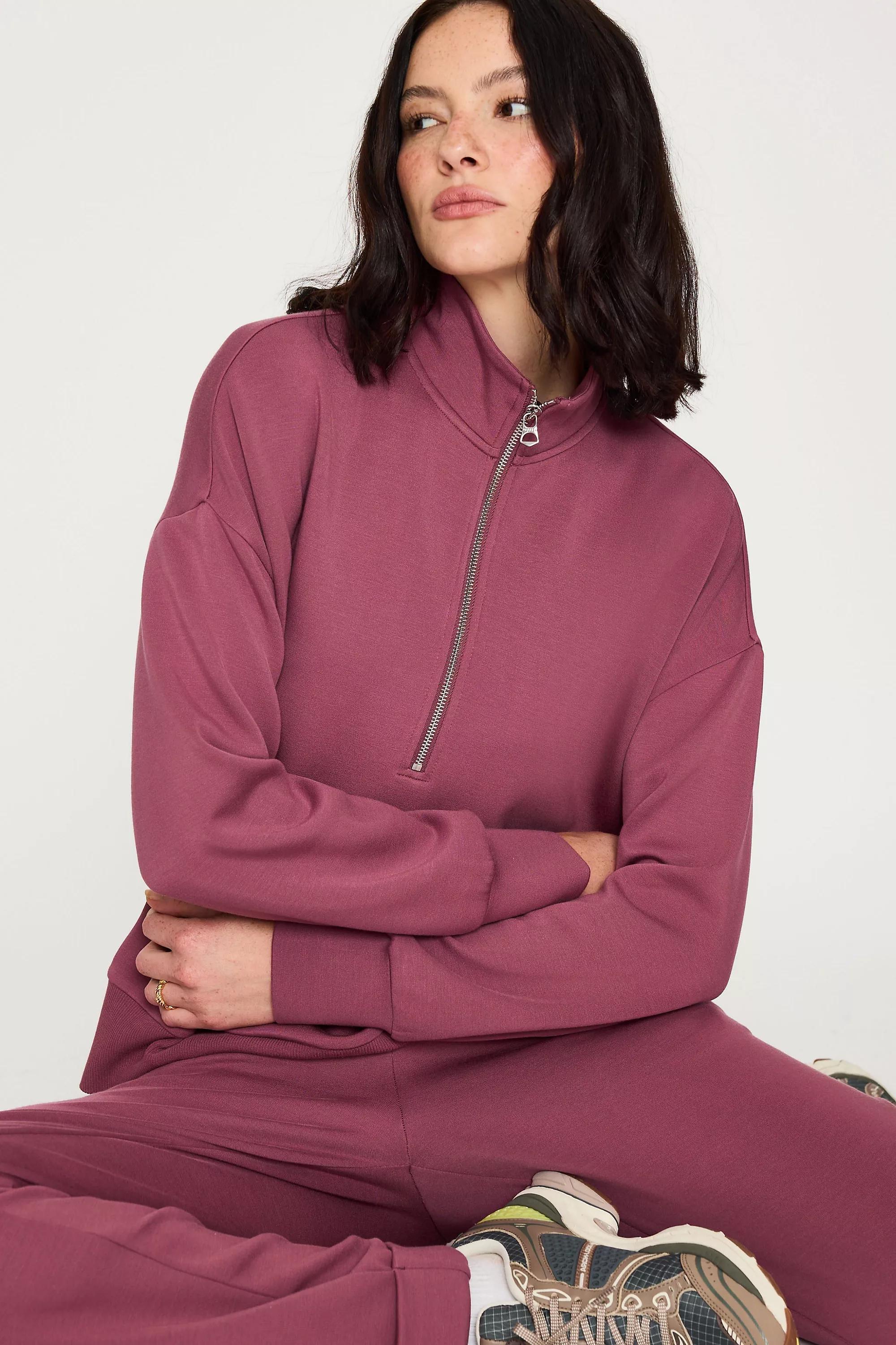 Varley Mavis Mock-Neck Sweatshirt, Burgundy, large image number 0