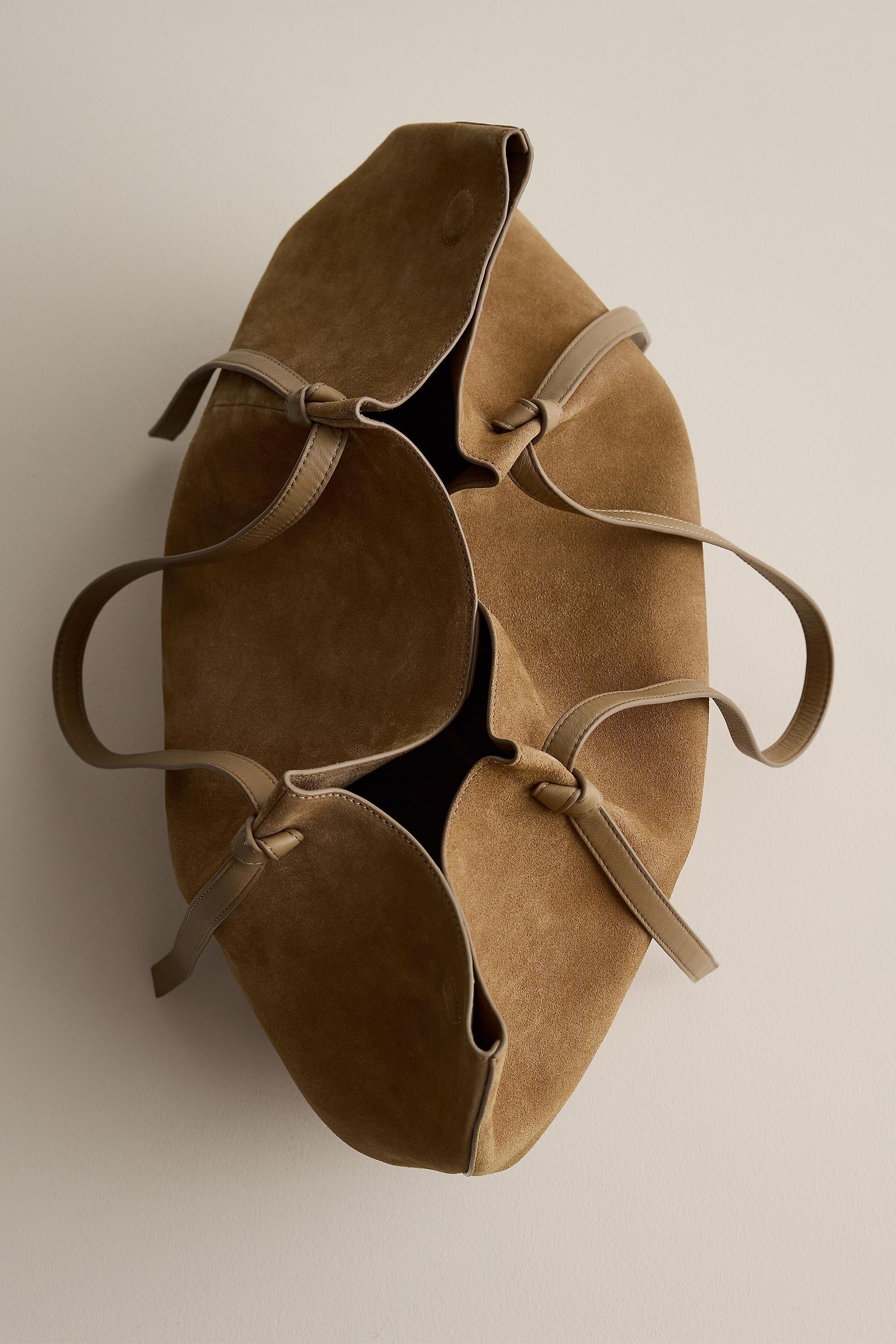 Suede Shopper Tote Bag, Brown, Brown, medium