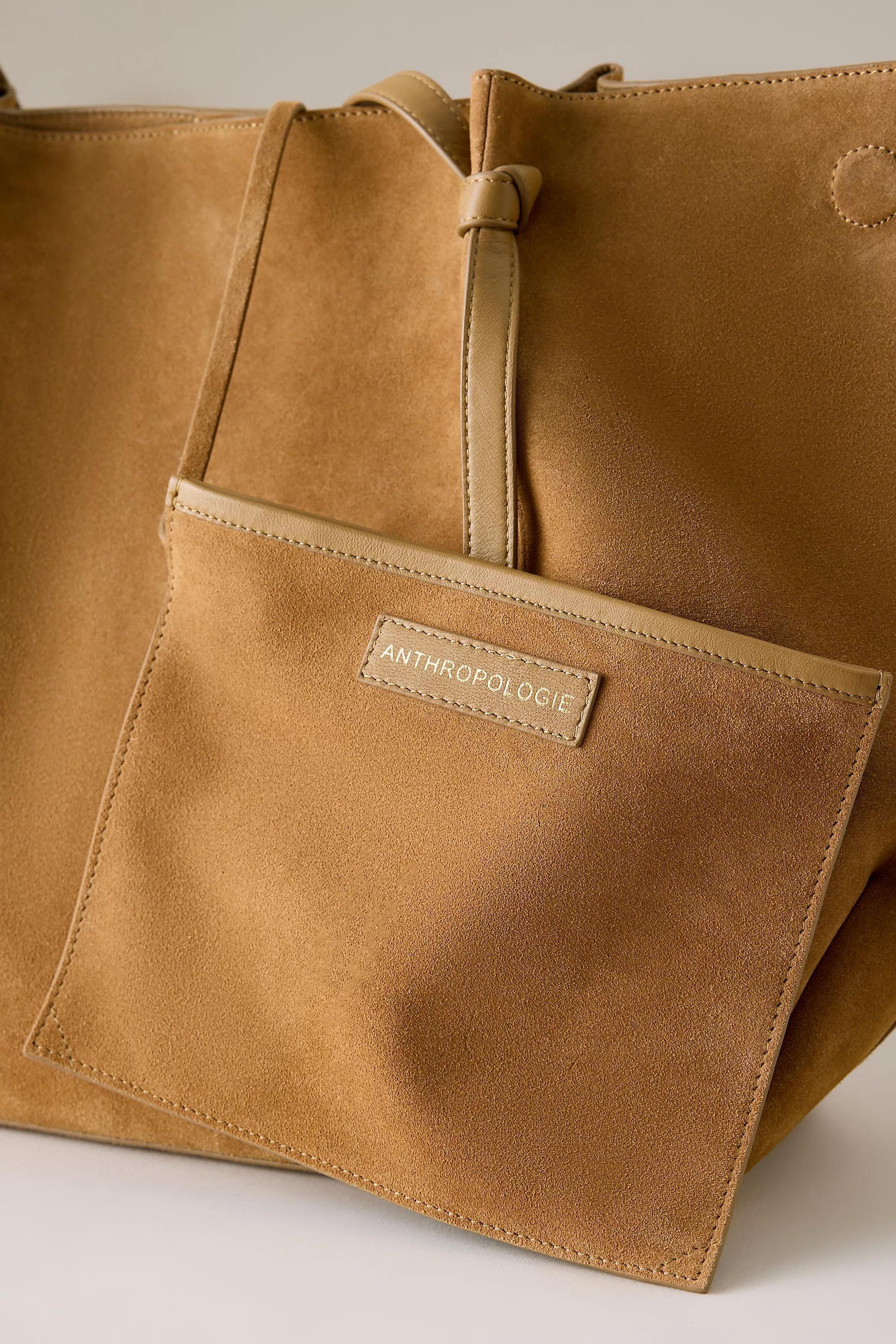 Suede Shopper Tote Bag, Brown, Brown, large image number 3