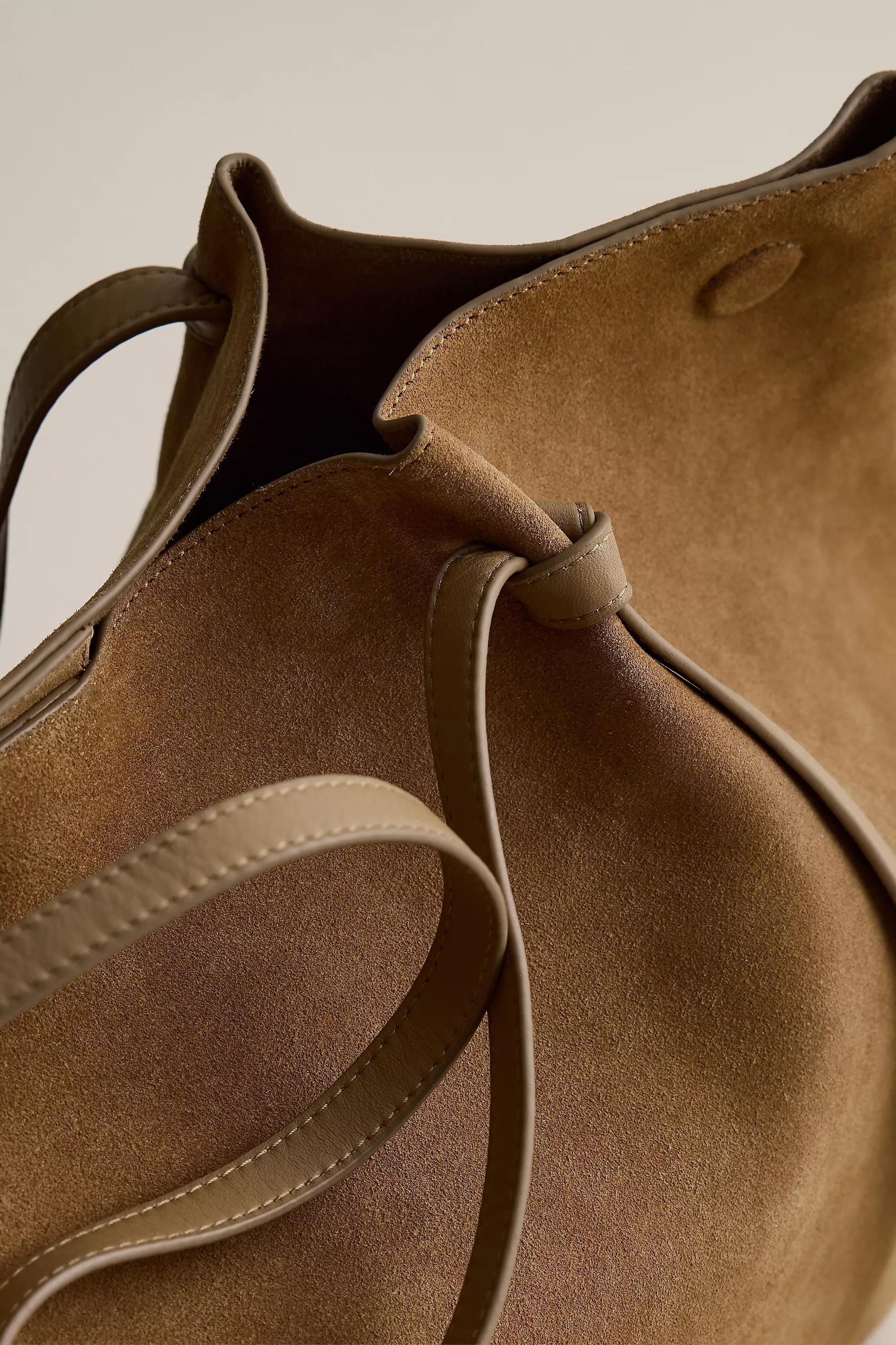 Suede Shopper Tote Bag, Brown, Brown, large image number 4