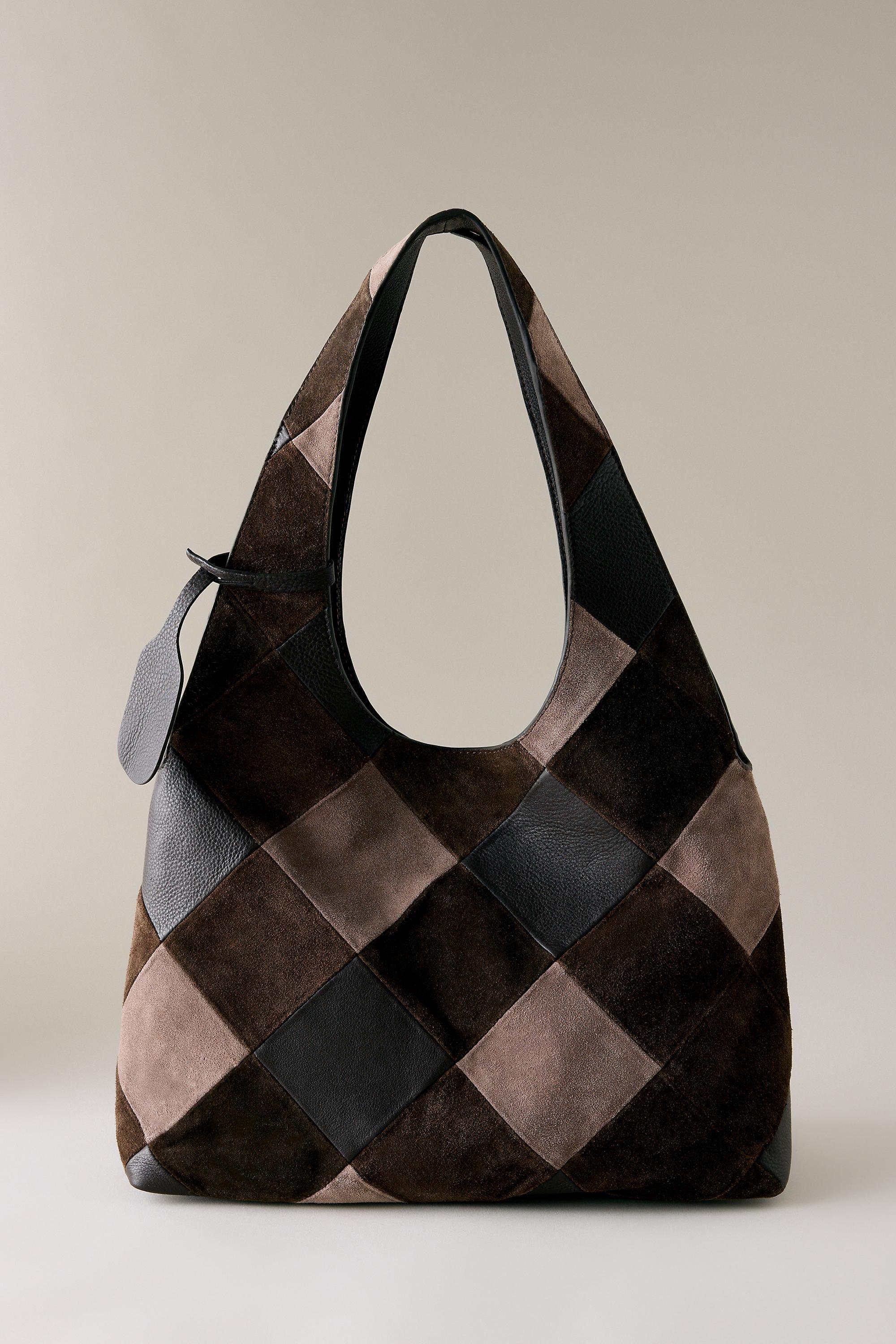 Patchwork Suede & Leather Tote Bag, Multicolour, Brown, large image number 1
