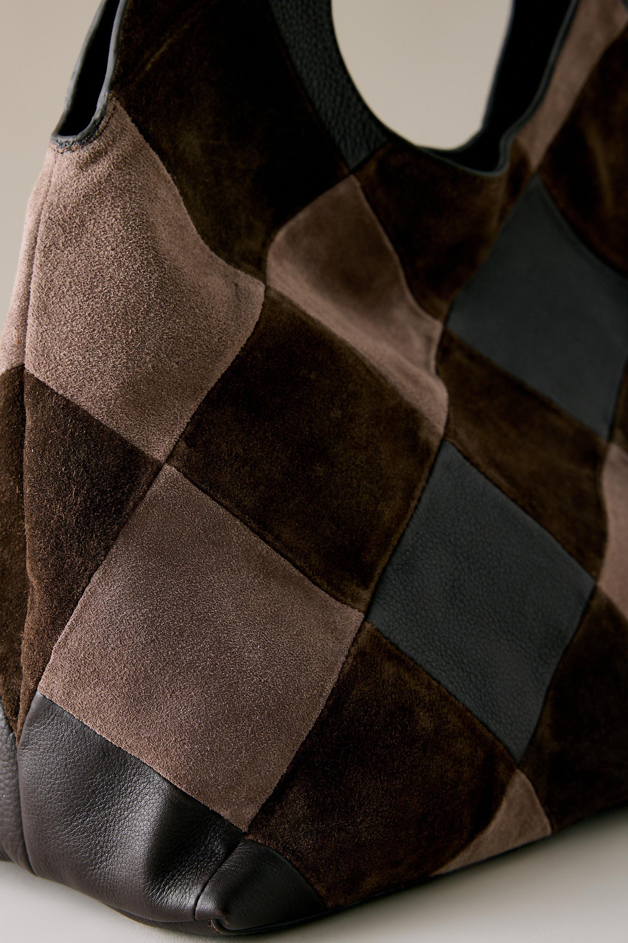 Patchwork Suede & Leather Tote Bag, Multicolour, Brown, large image number 2