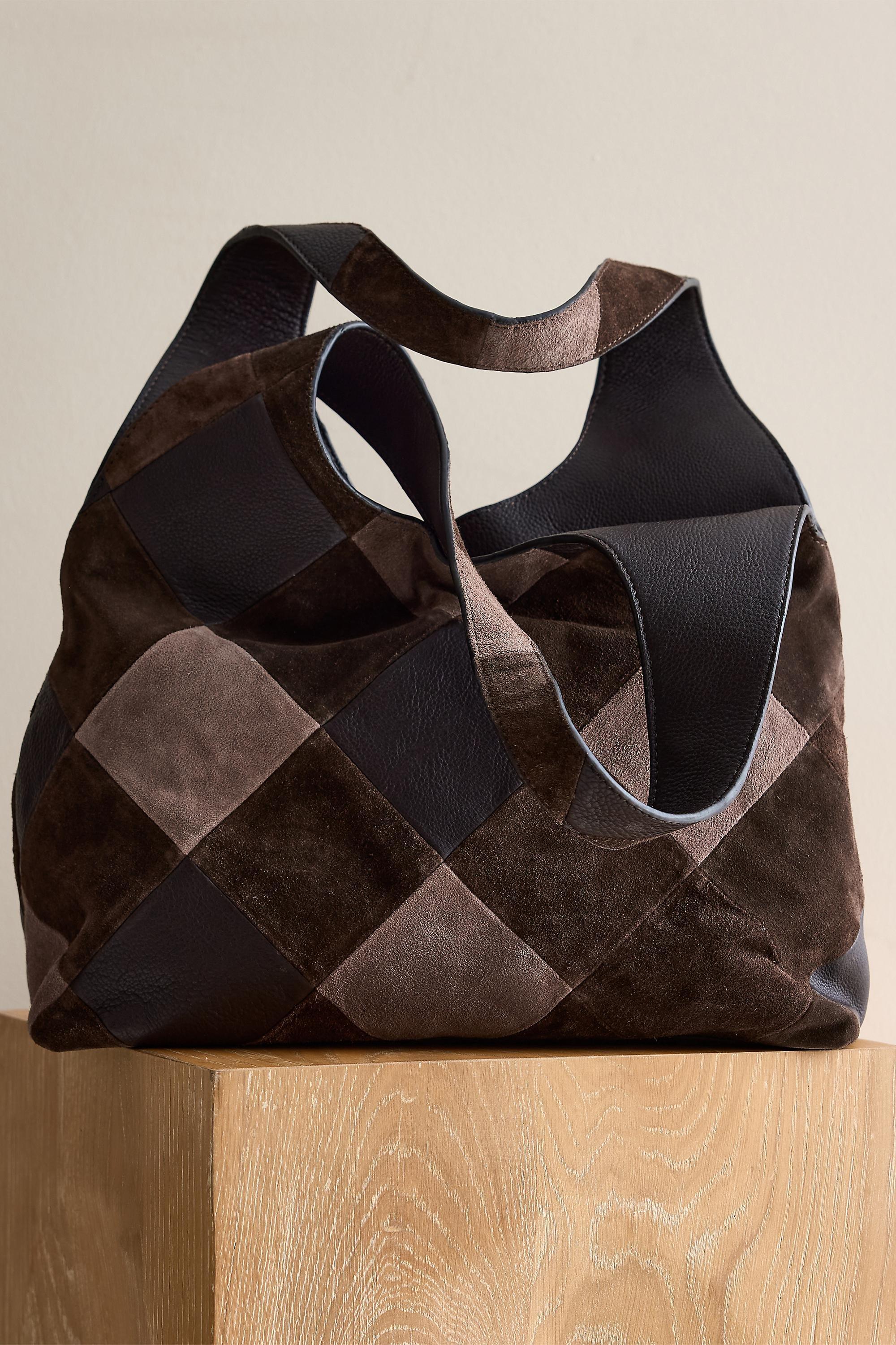 Patchwork Suede & Leather Tote Bag, Multicolour, Brown, large image number 4