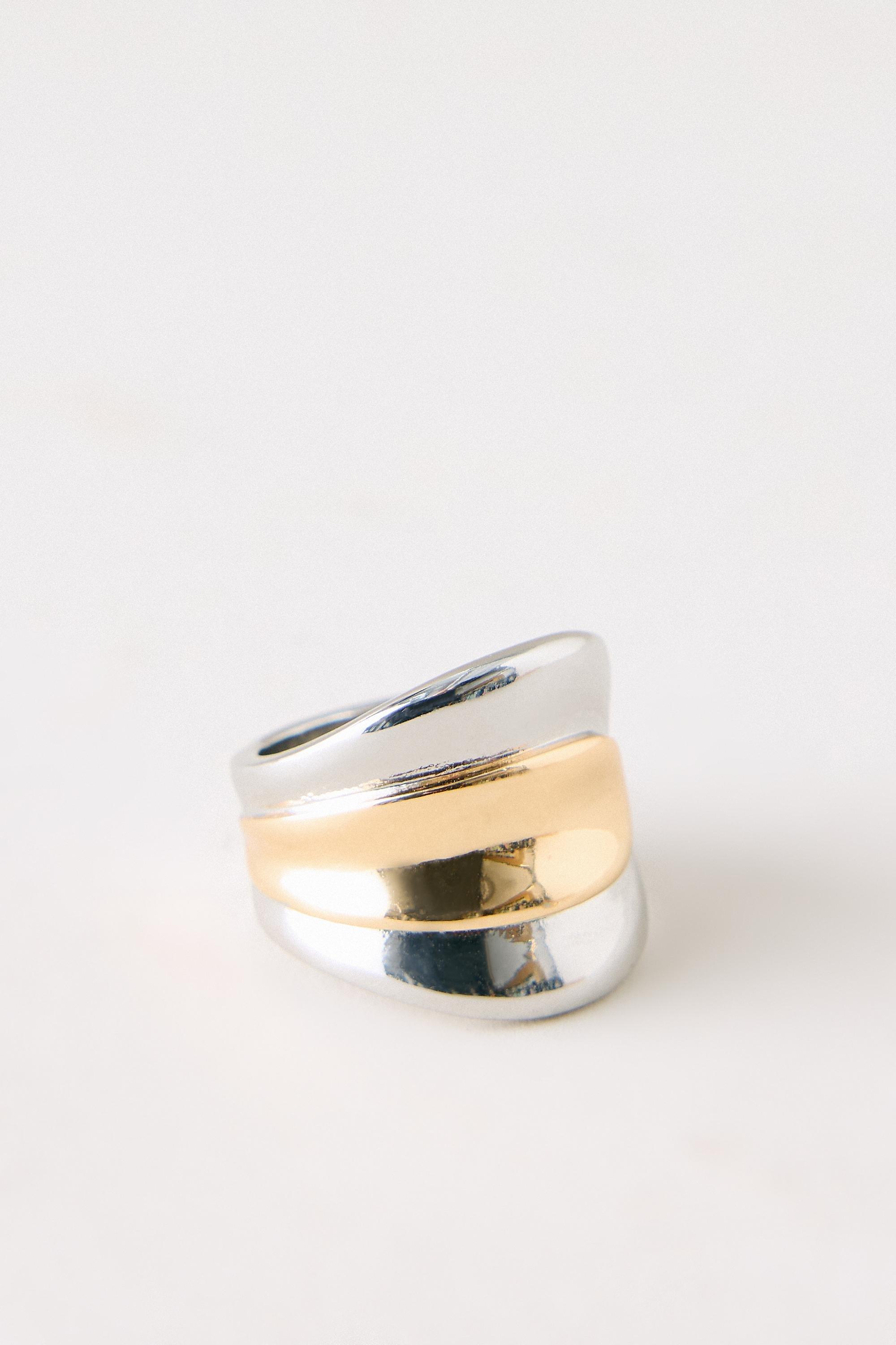 Mixed Metal Stacked Ring, Multicolour, Multicolour, large image number 0