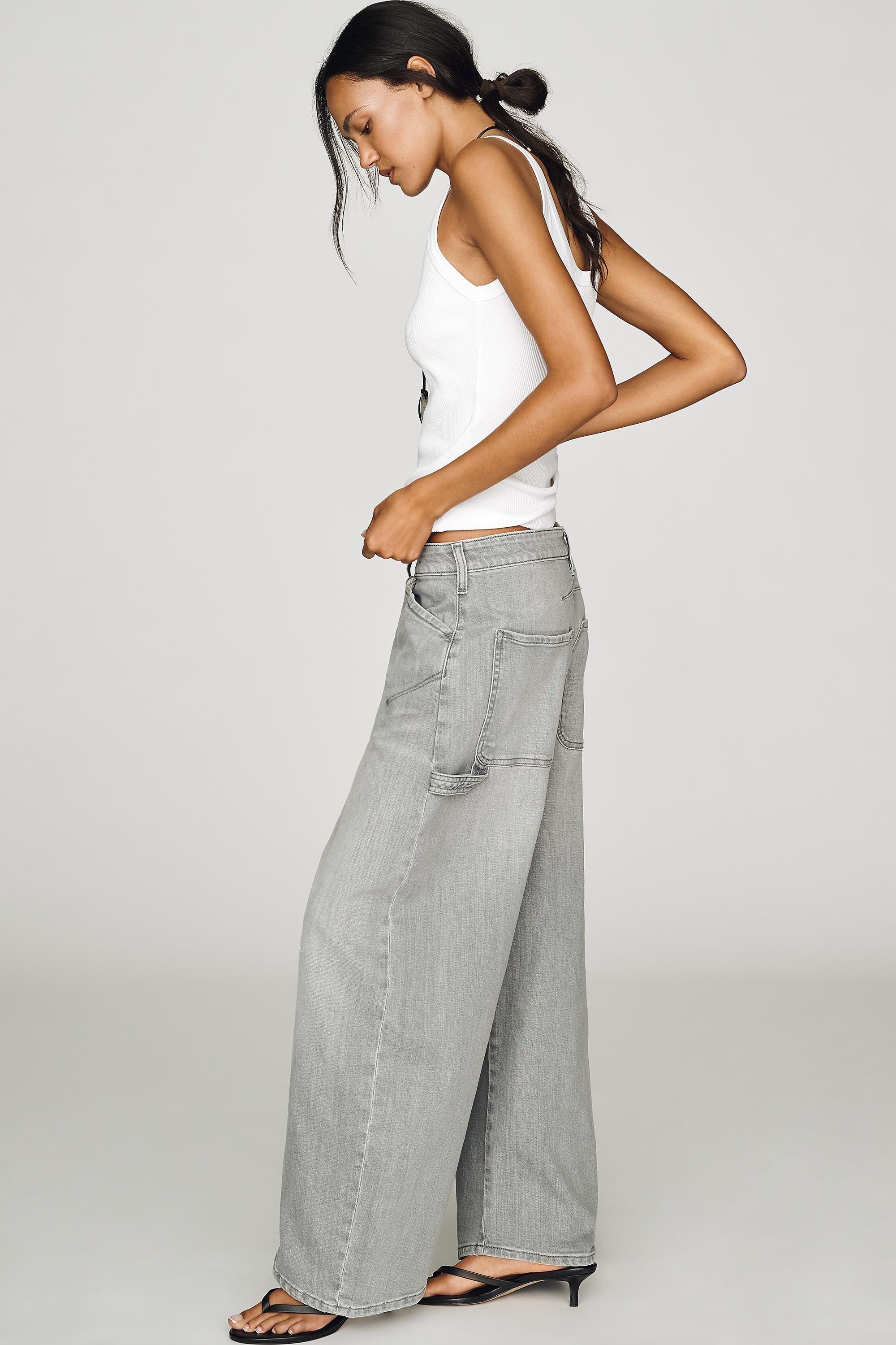 Pilcro Kayden High-Rise Carpenter Barrel Jeans, Grey, Grey, large image number 3