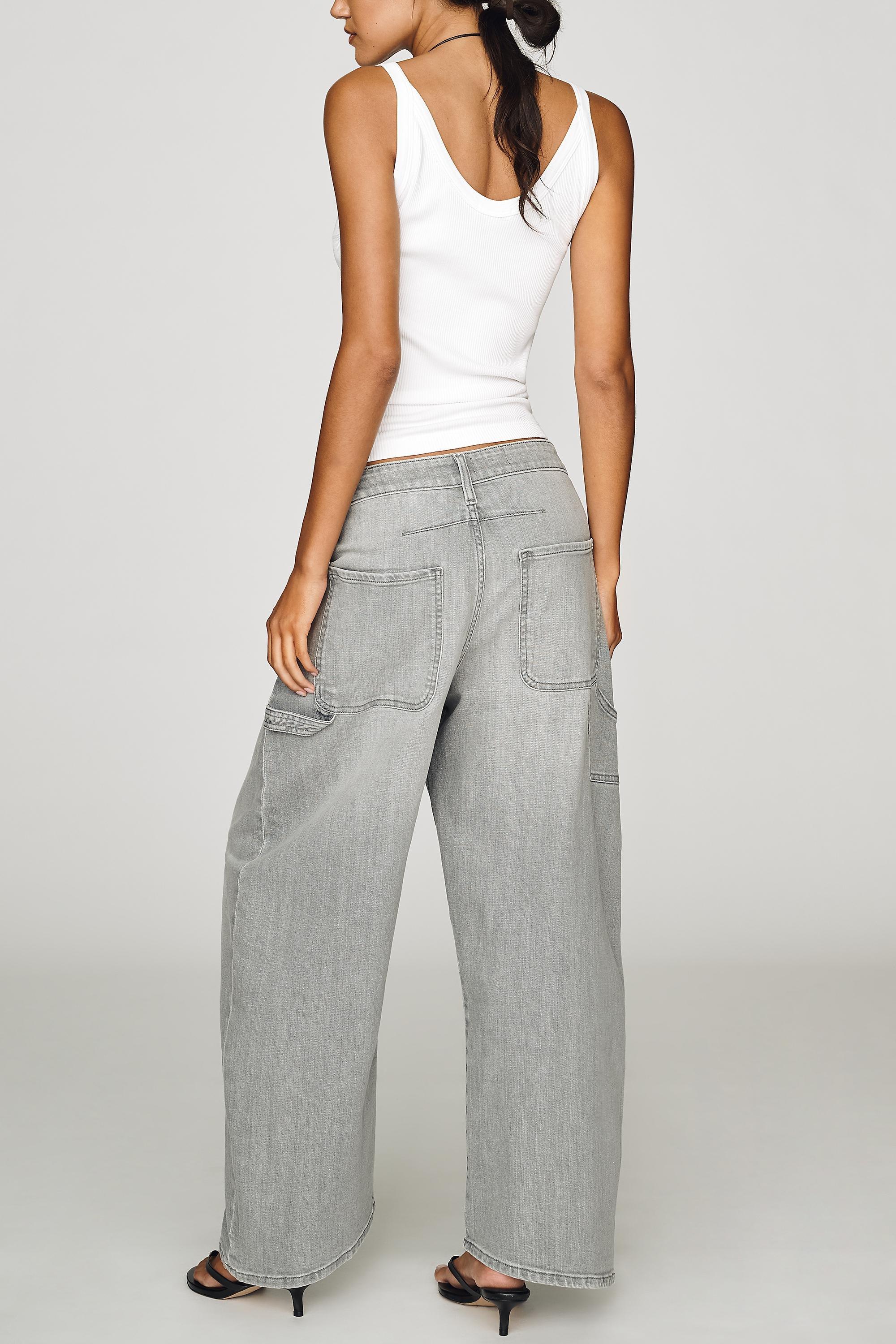 Pilcro Kayden High-Rise Carpenter Barrel Jeans, Grey, Grey, large image number 4