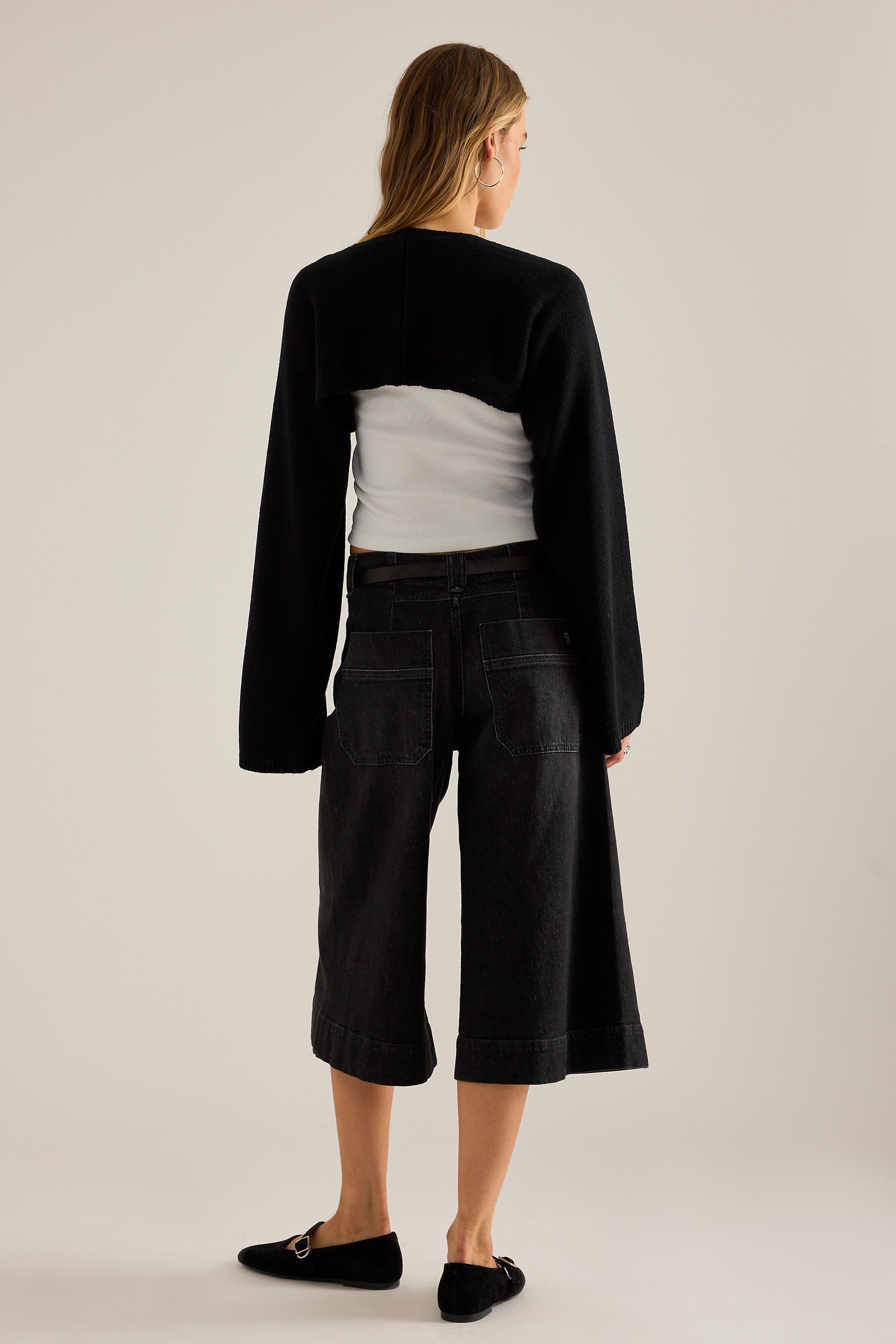 By Anthropologie Knit Shrug, Black, Black, large image number 4