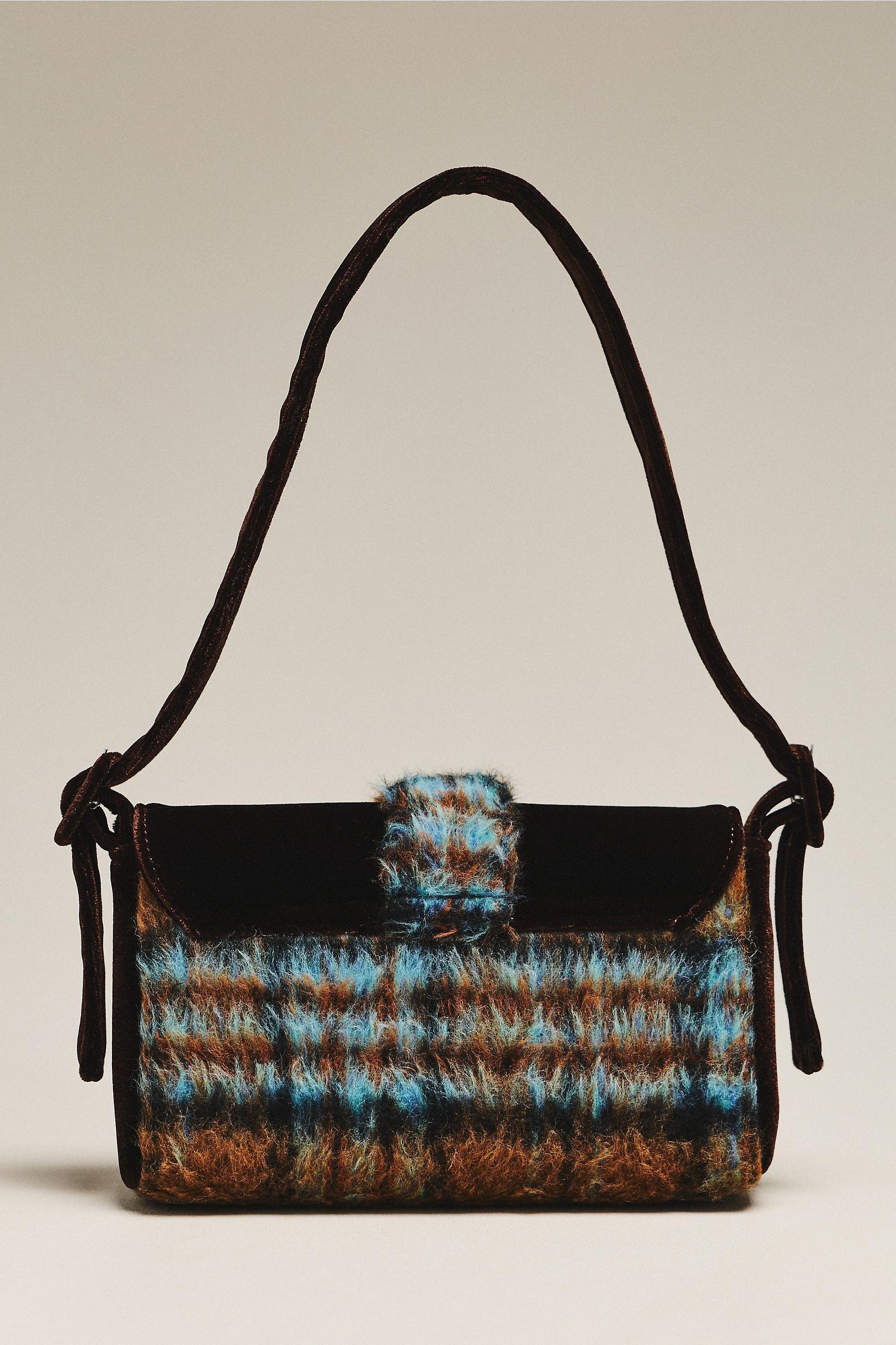 Maeve Velvet Baguette Shoulder Bag, Brown, Brown, large image number 1