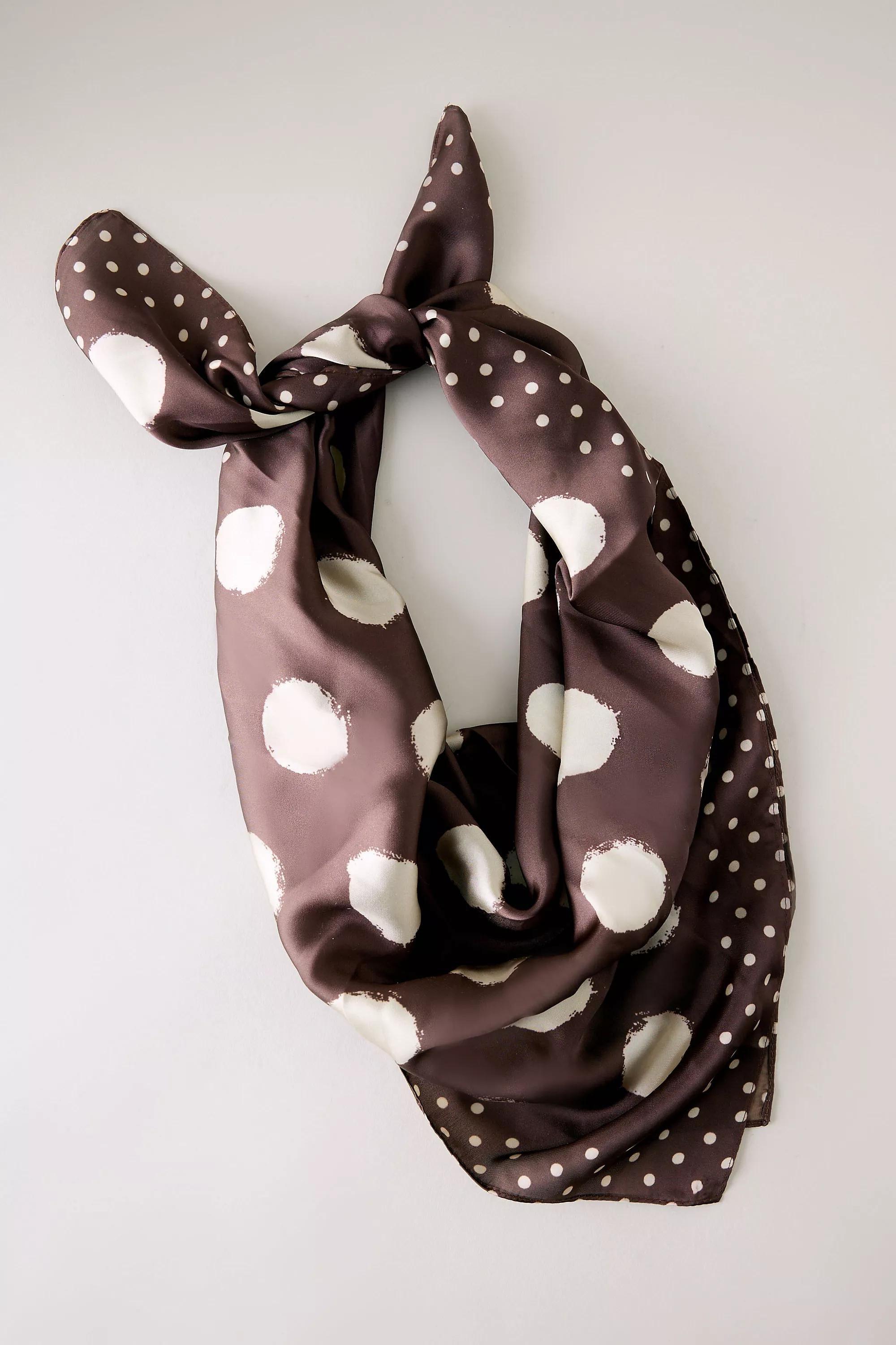 Polka Dot Headscarf, Women, Brown, medium