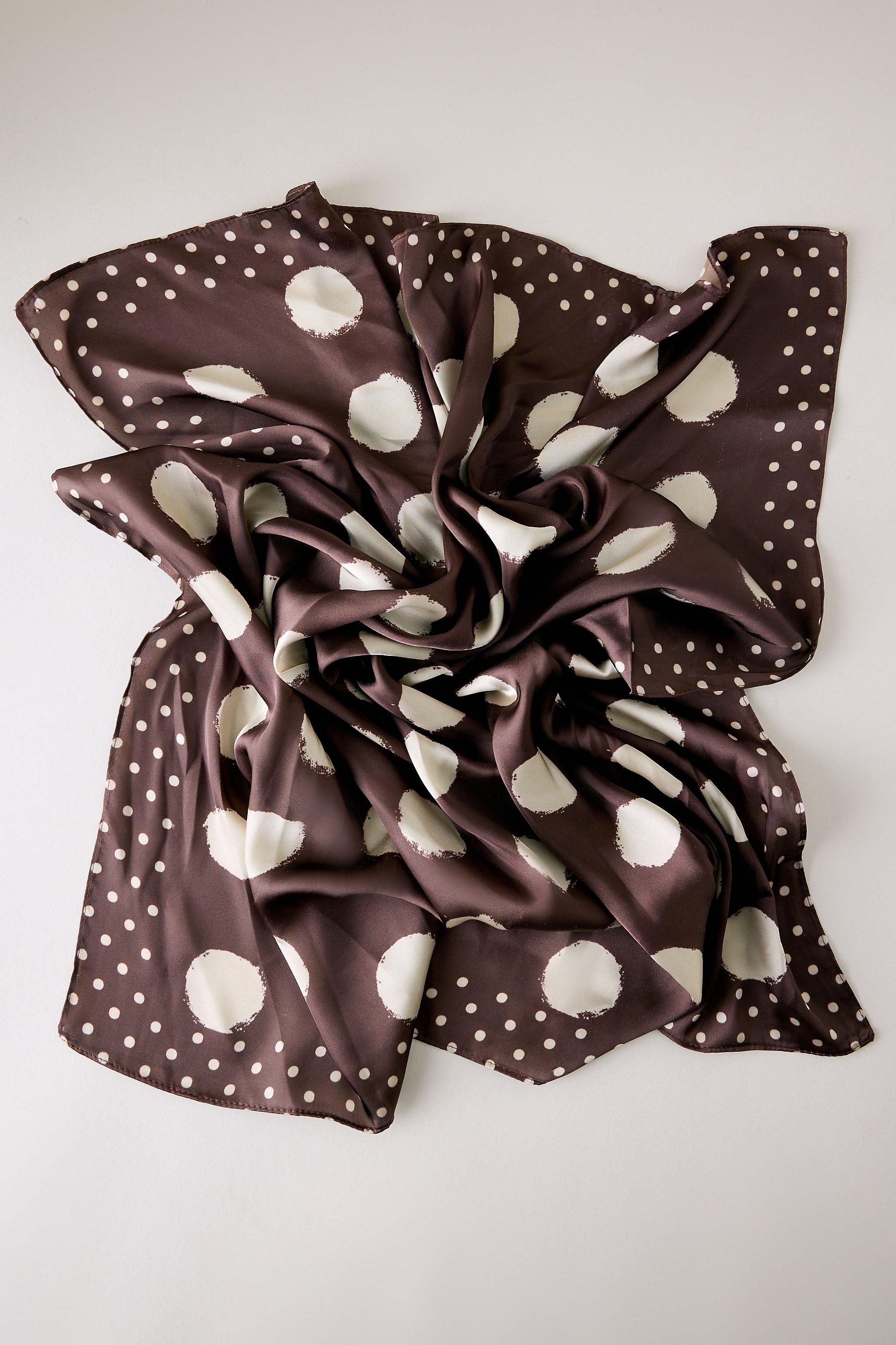 Polka Dot Headscarf, Women, Brown, large image number 3