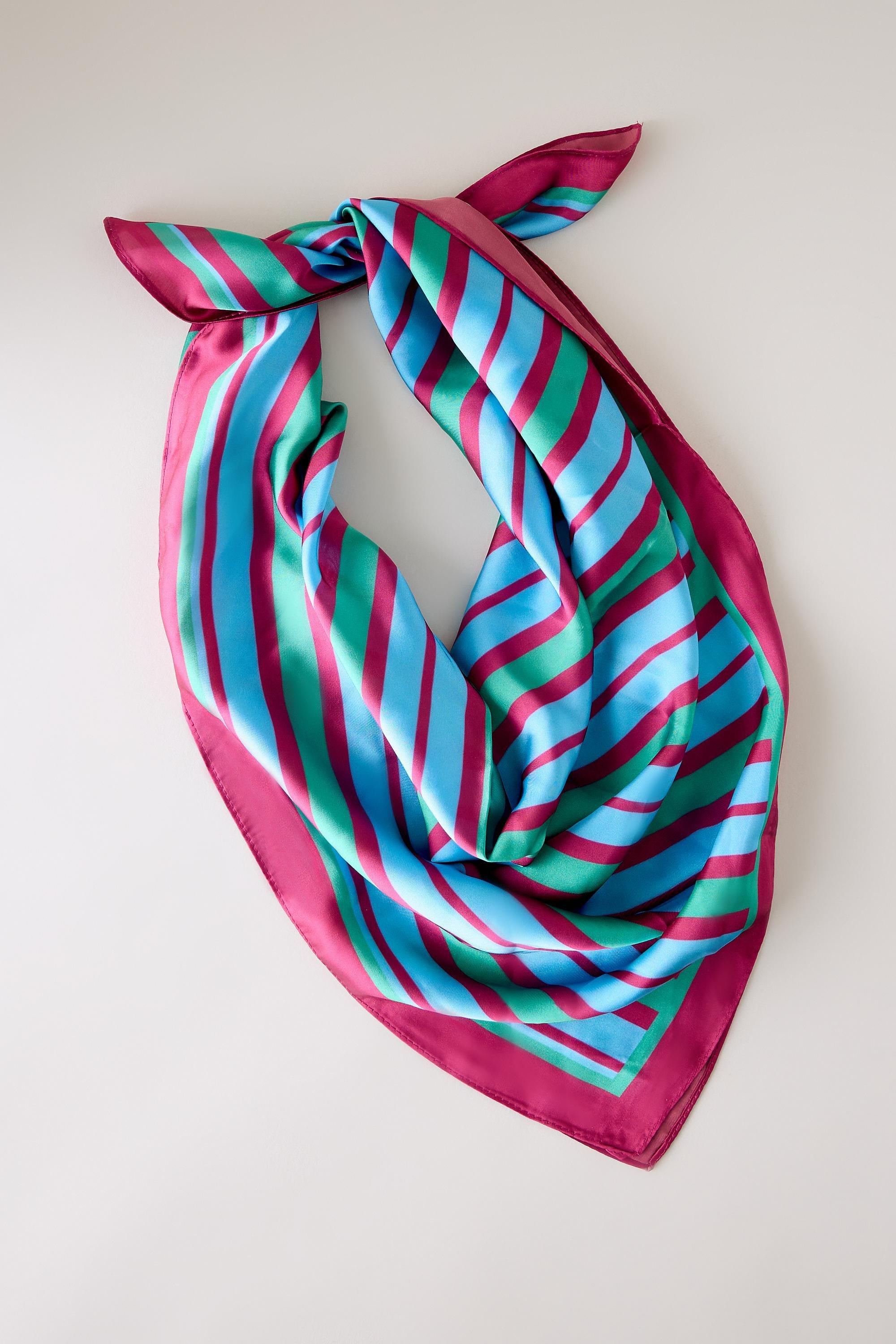 Wide Stripe Headscarf, Women, Red, medium