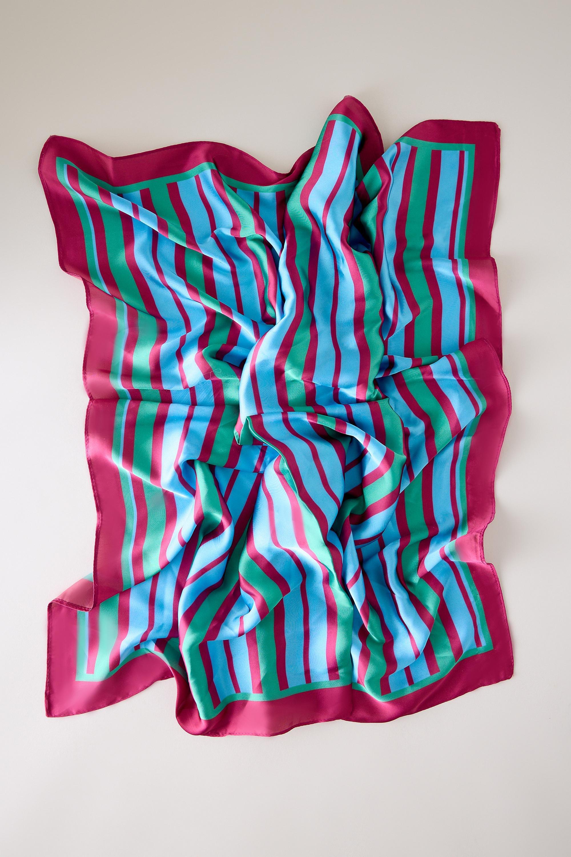 Wide Stripe Headscarf, Women, Red, medium