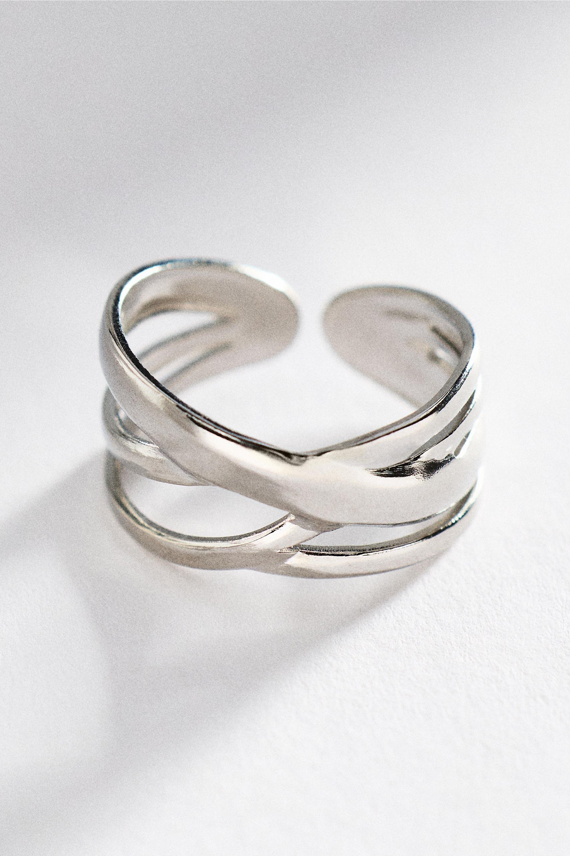 Water-Resistant Open Stacked Band Ring, Silver, Silver, medium