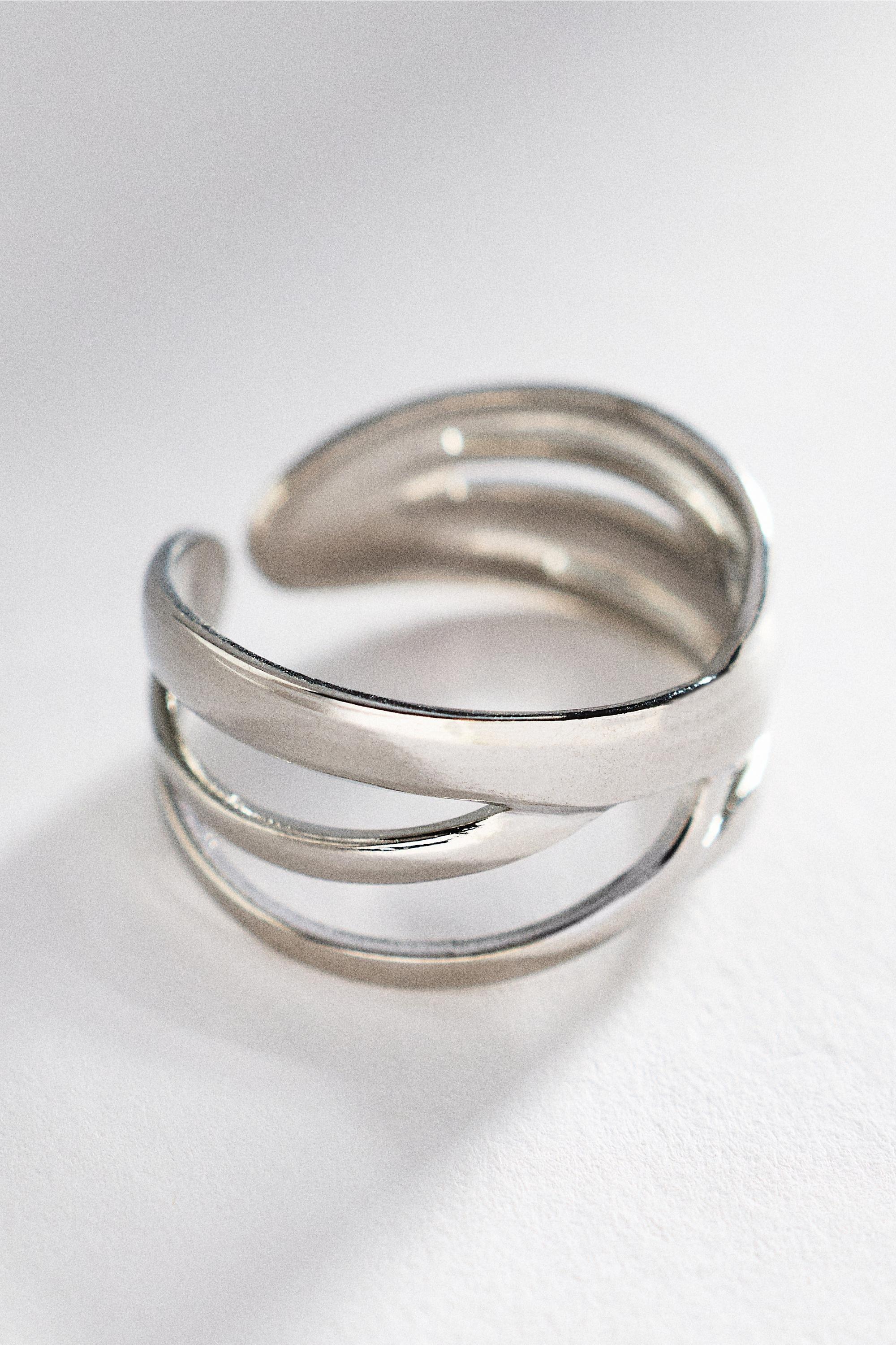 Water-Resistant Open Stacked Band Ring, Silver, Silver, medium