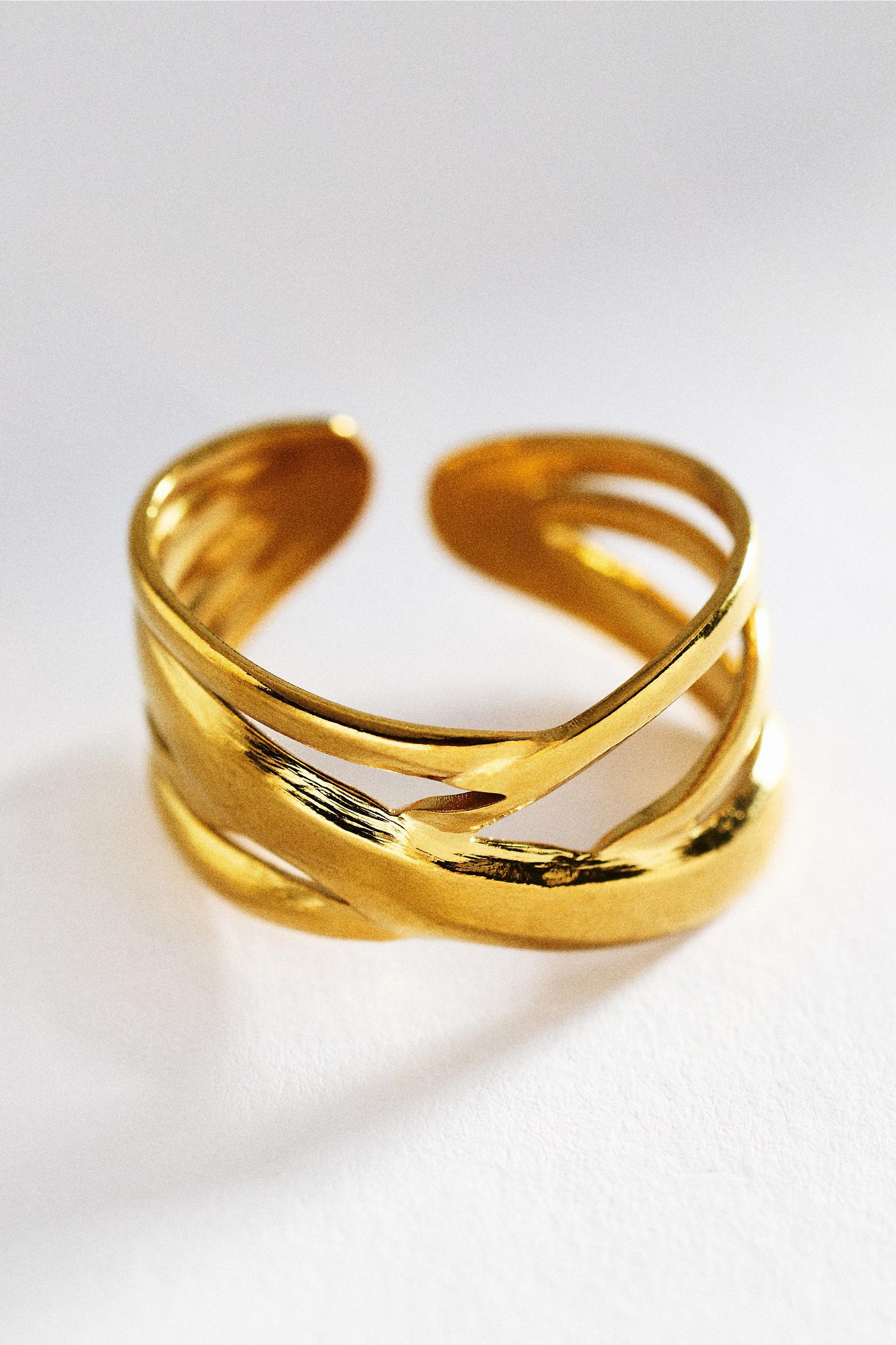 Water-Resistant Stacked Band Ring, Gold, Gold, large image number 0