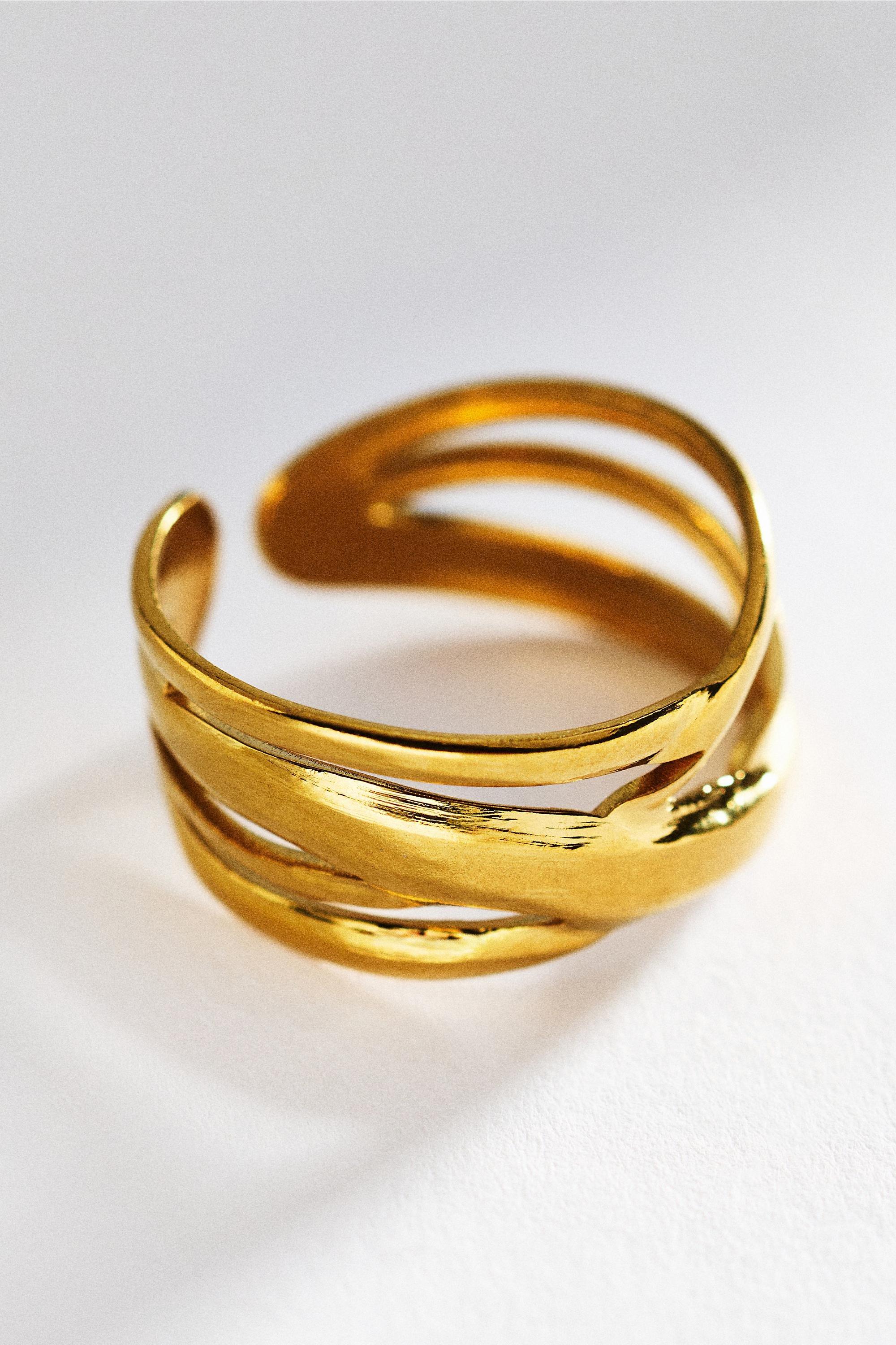Water-Resistant Stacked Band Ring, Gold, Gold, large image number 1