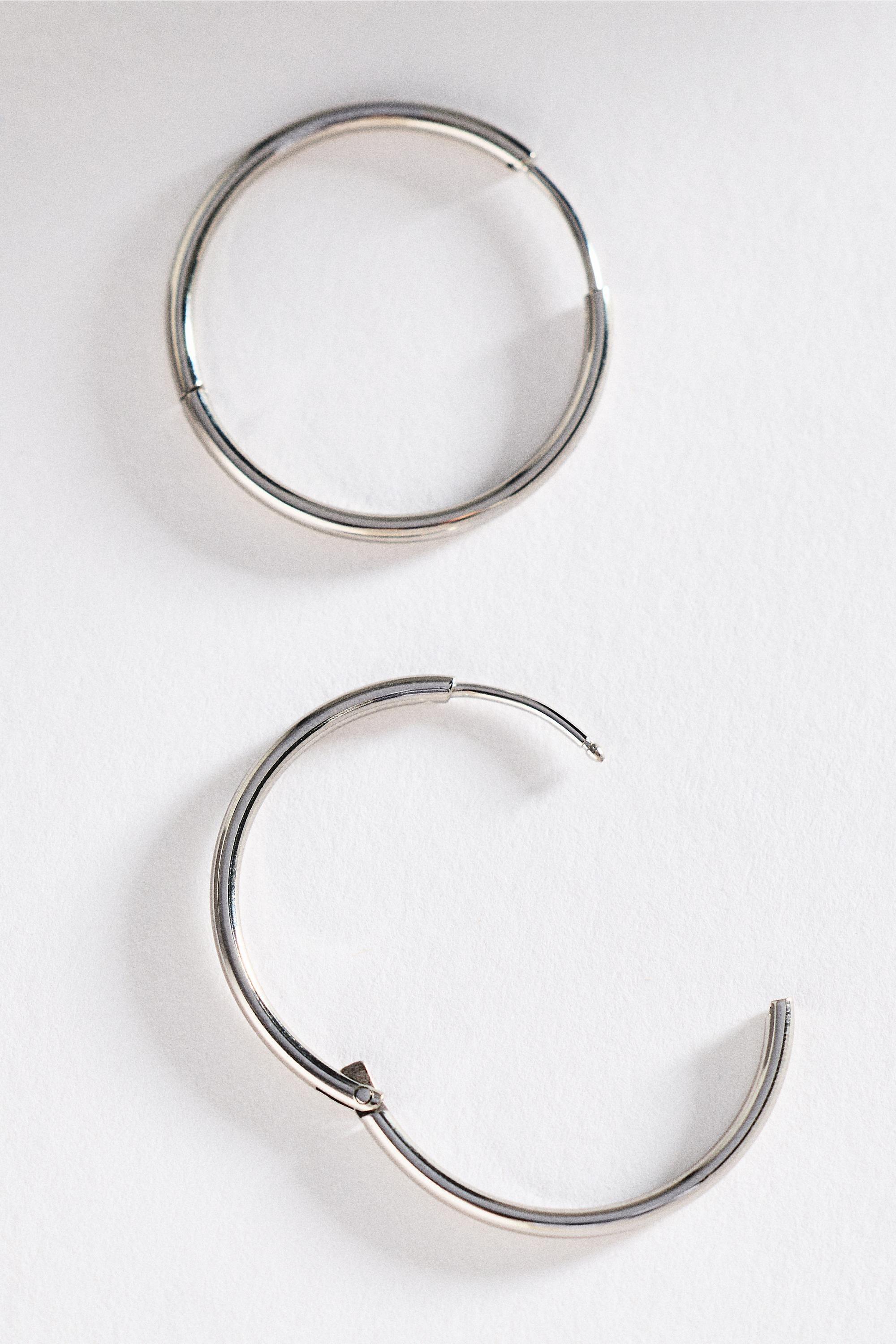 Water-Resistant Hoop Earrings, Women, Silver, large image number 0
