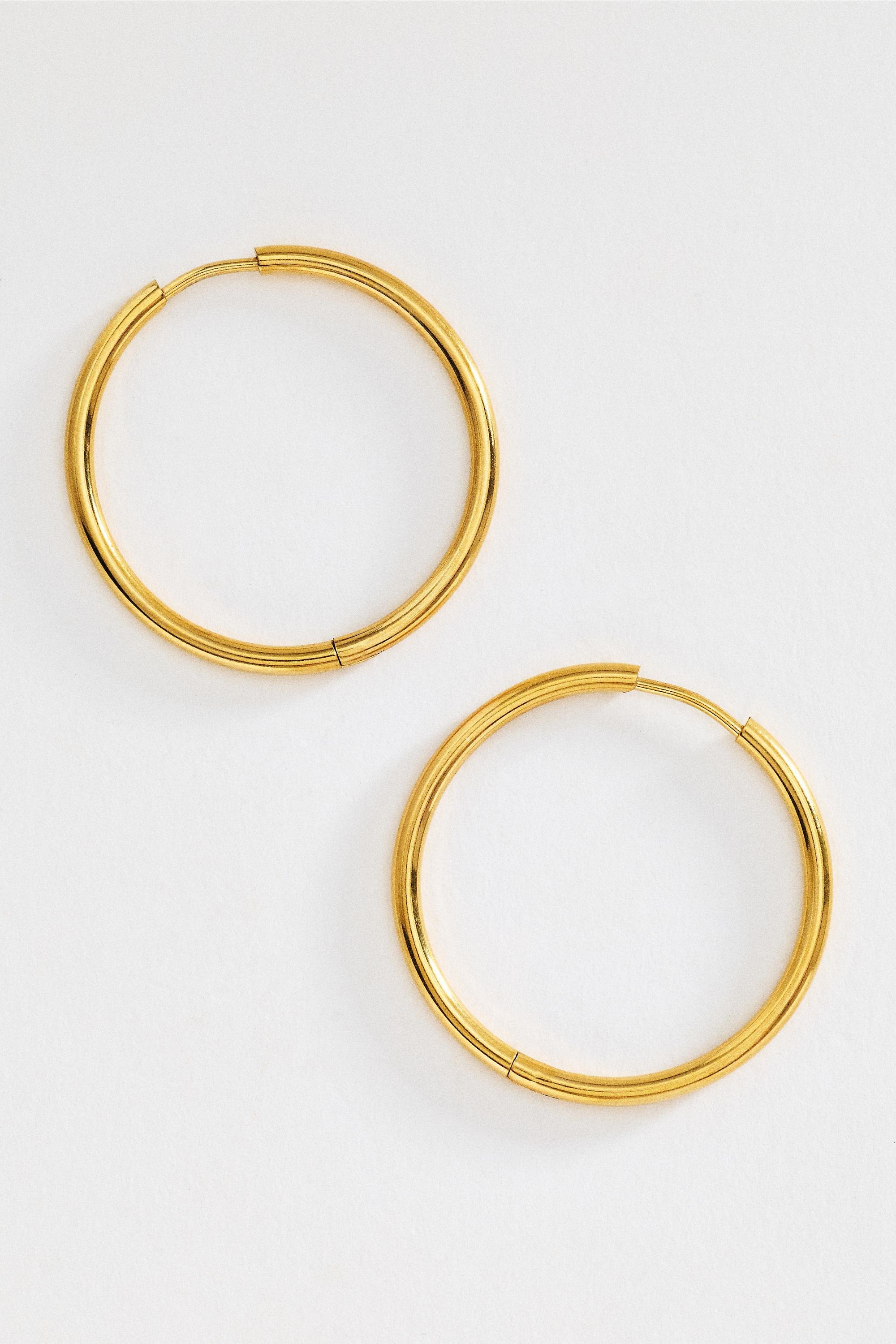 Water-Resistant Hoop Earrings, Gold, Gold, large image number 0