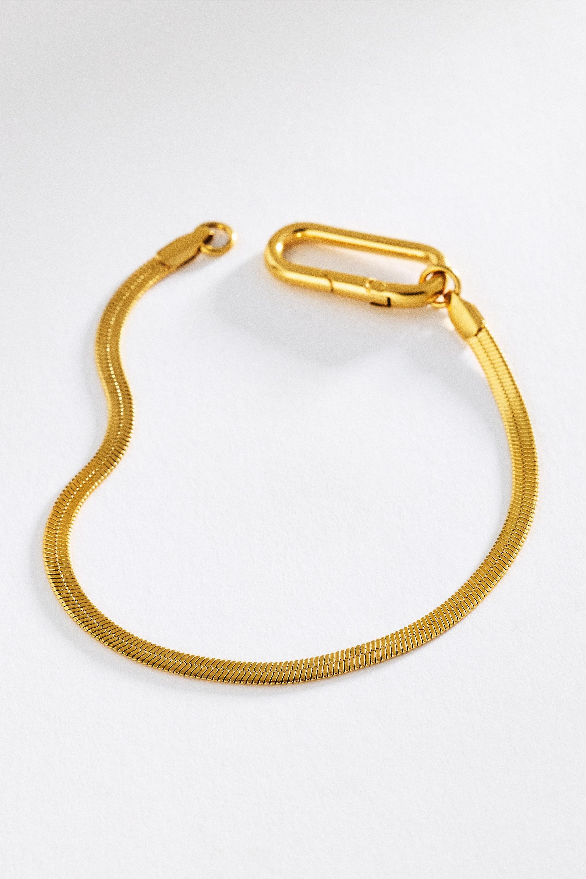 Water-Resistant Herringbone Bracelet, Gold, Gold, medium