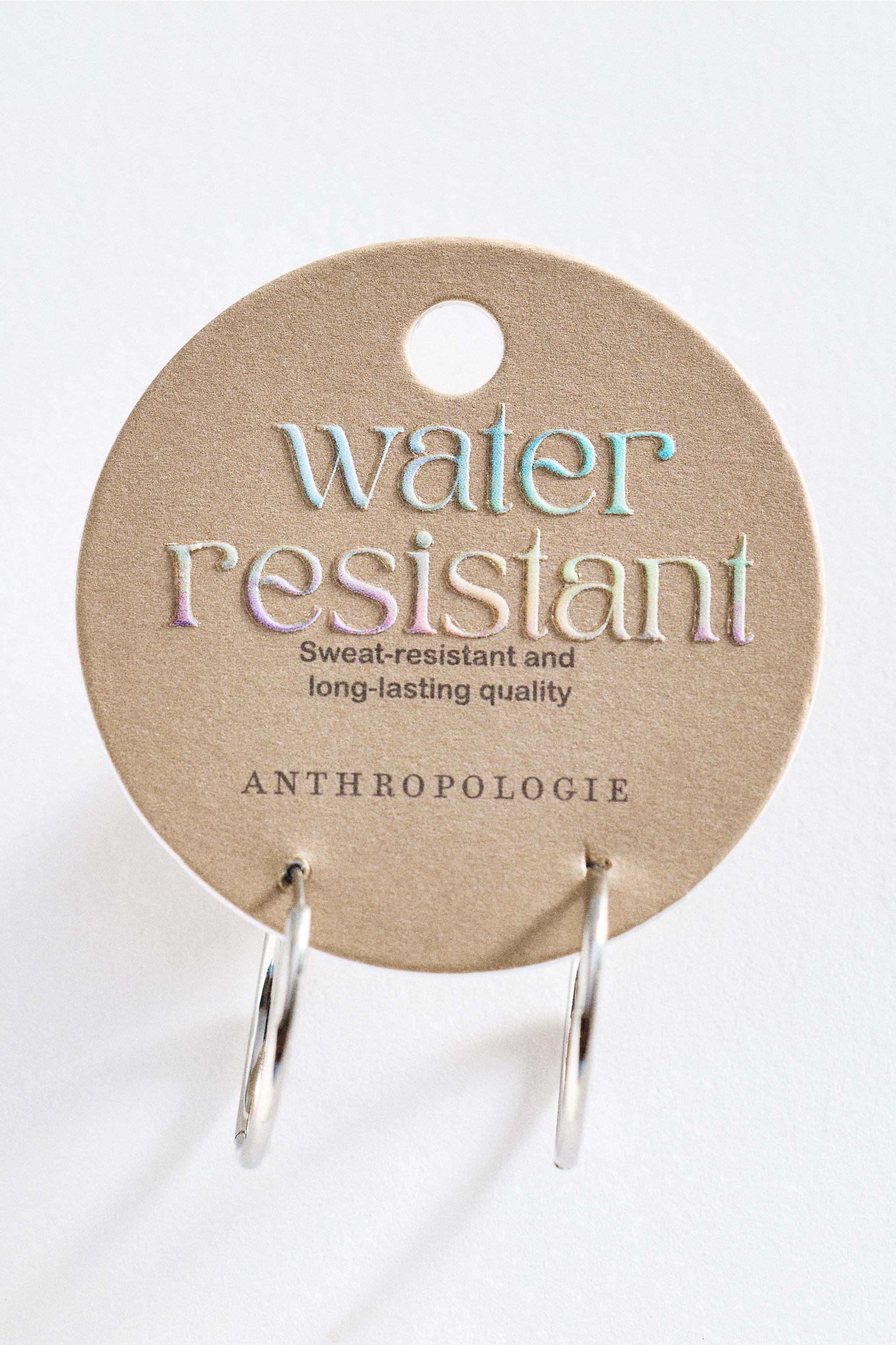 Water-Resistant Classic Hoop Earrings, Silver, Silver, large image number 1