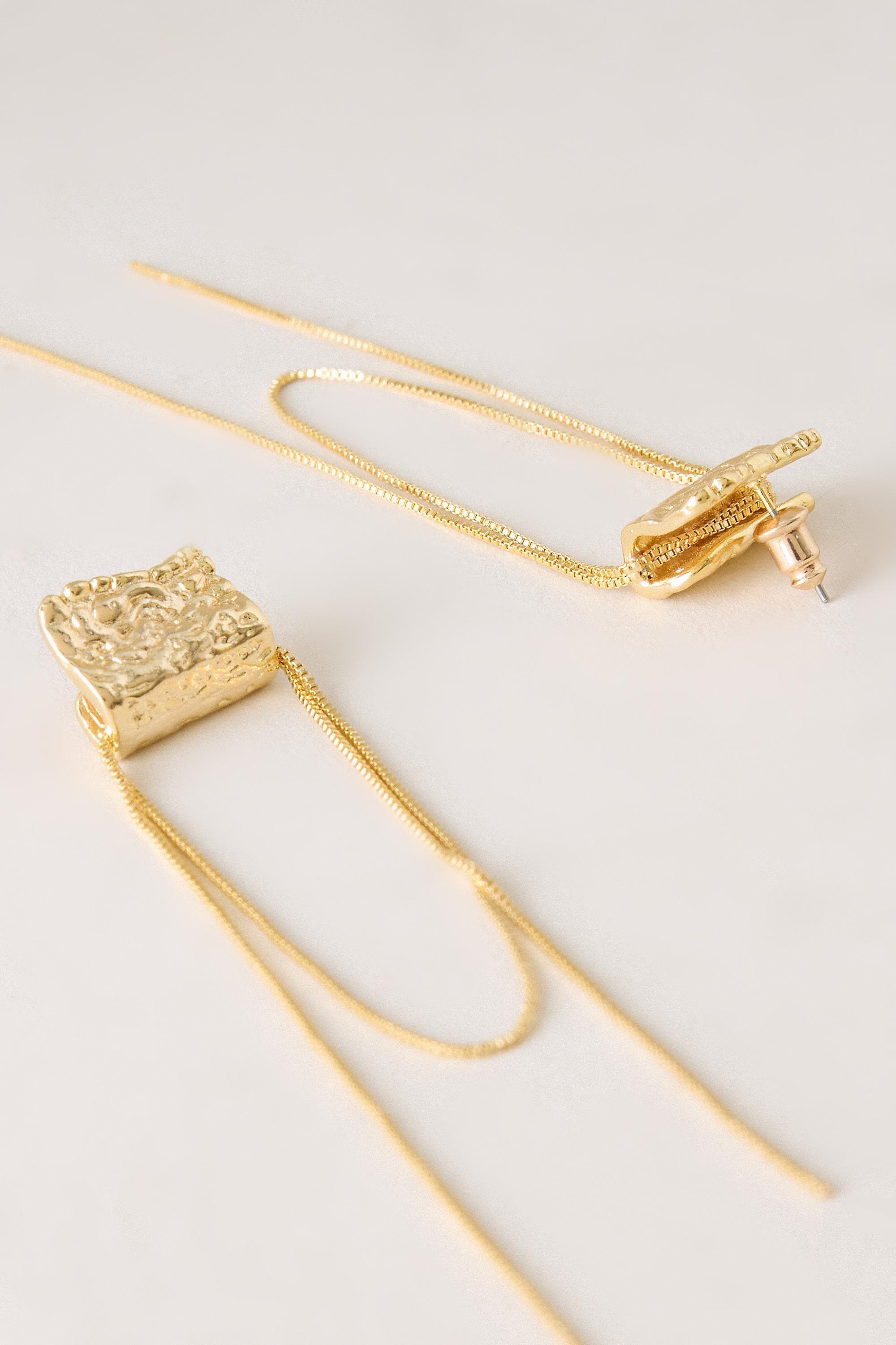 Statement Chain Drop Earrings, Gold, Gold, large image number 1
