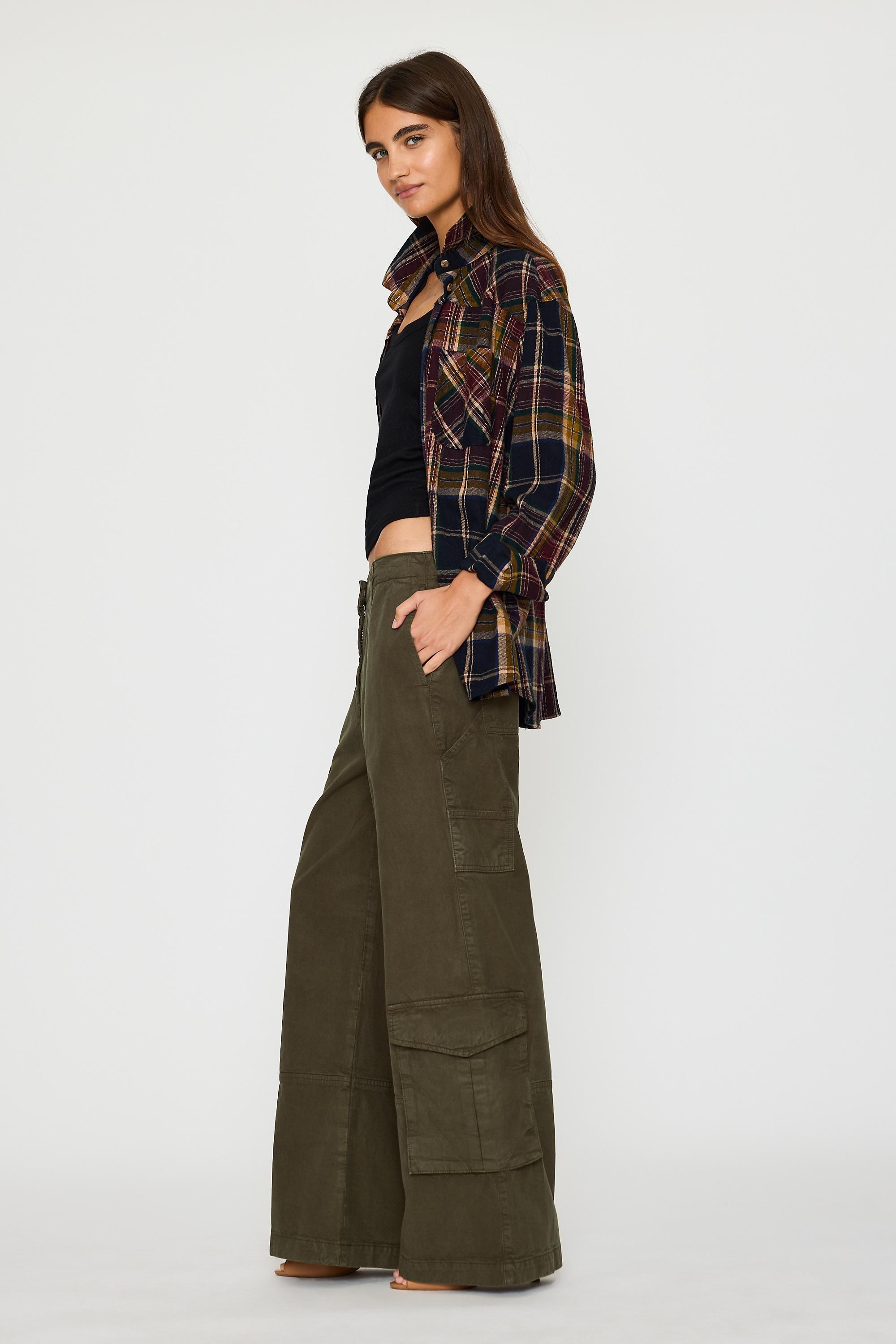 By Anthropologie Conna Straight-Leg Cargo Pants, Green, Khaki, medium