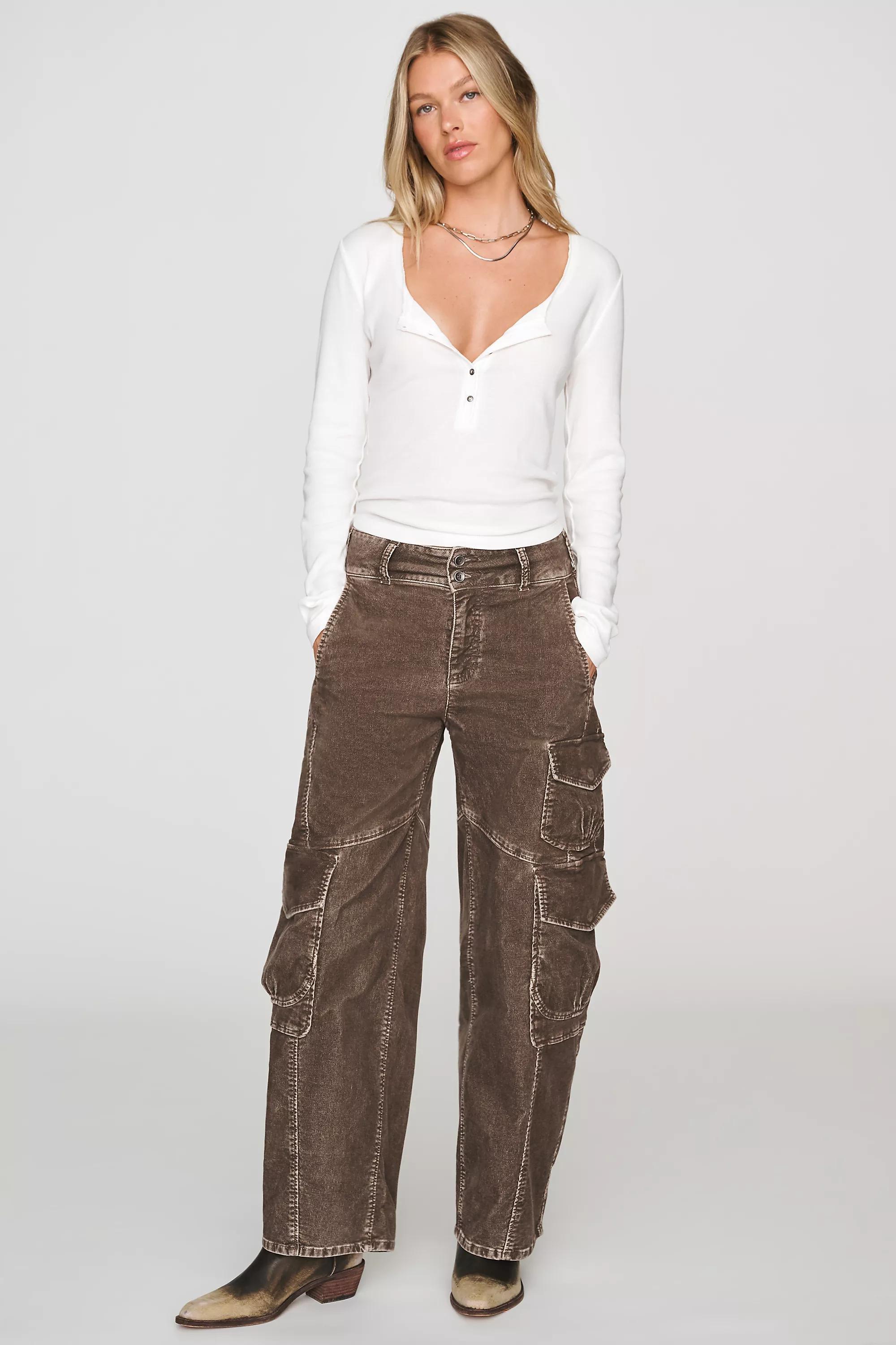 Pilcro Ribbed Long-Sleeve Henley Top, White, Cream, large image number 3