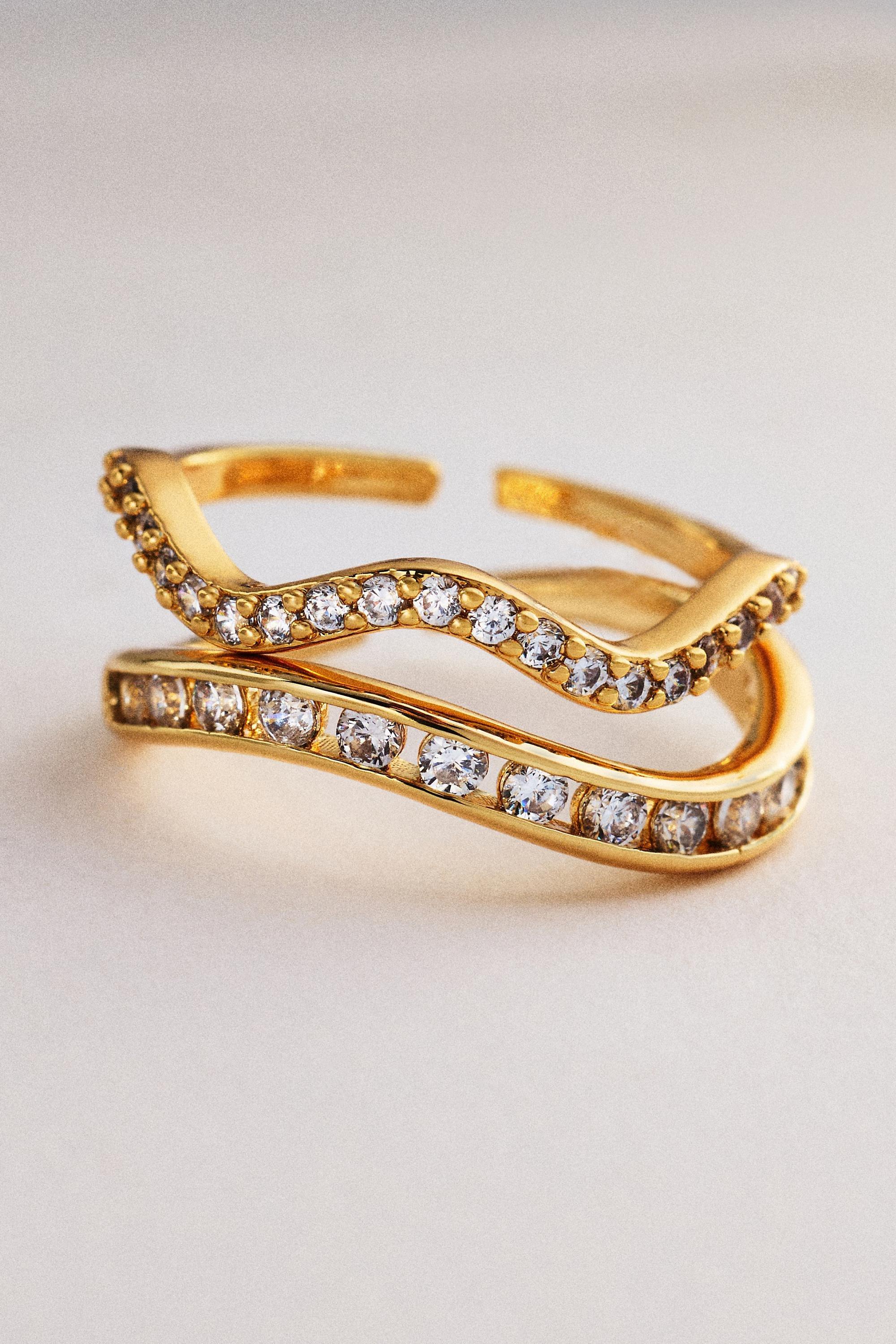 Wavy Stacking Ring, Gold, Gold, medium