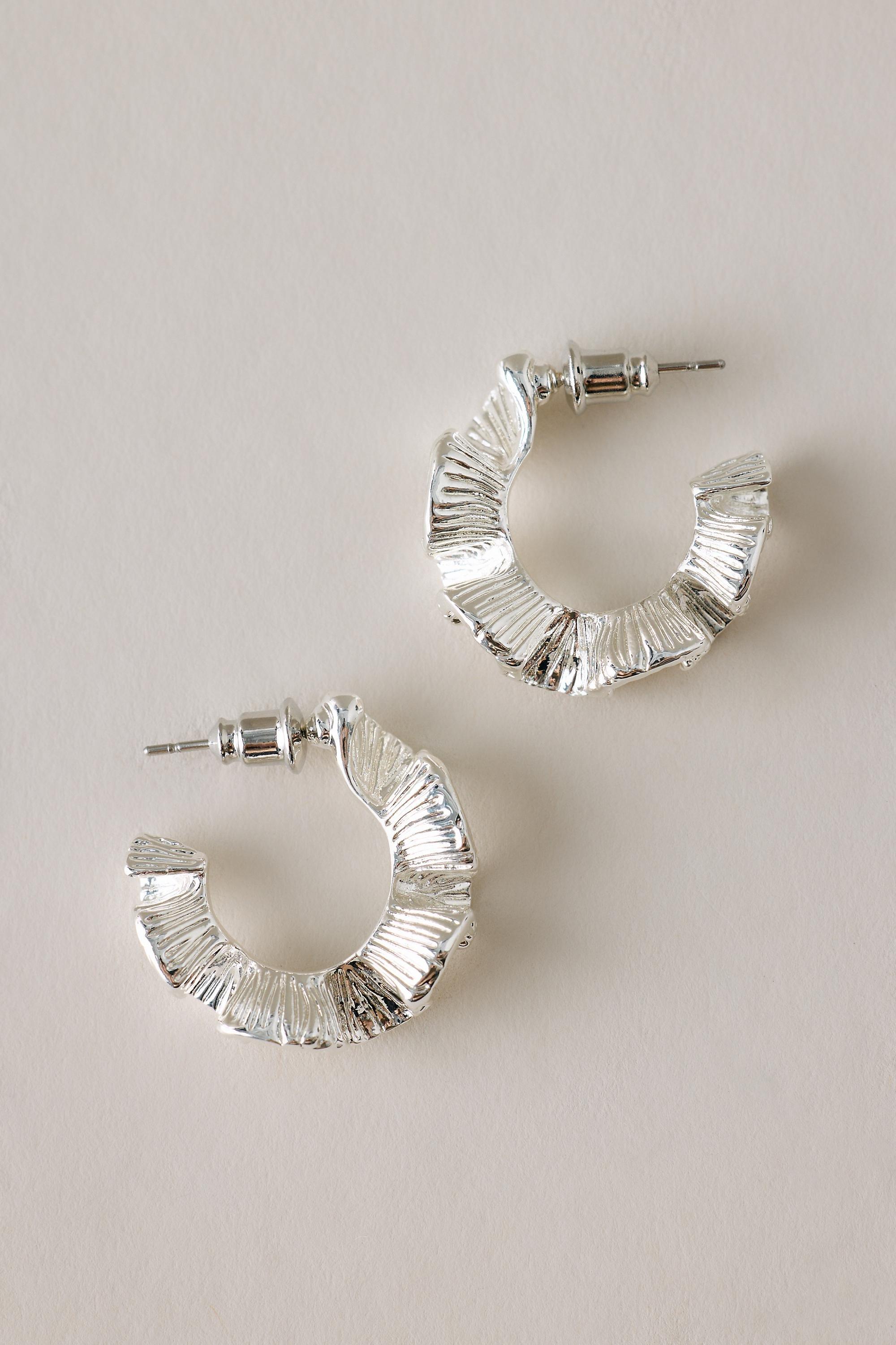 Squiggle Hoop Earrings, Silver, Silver, large image number 0