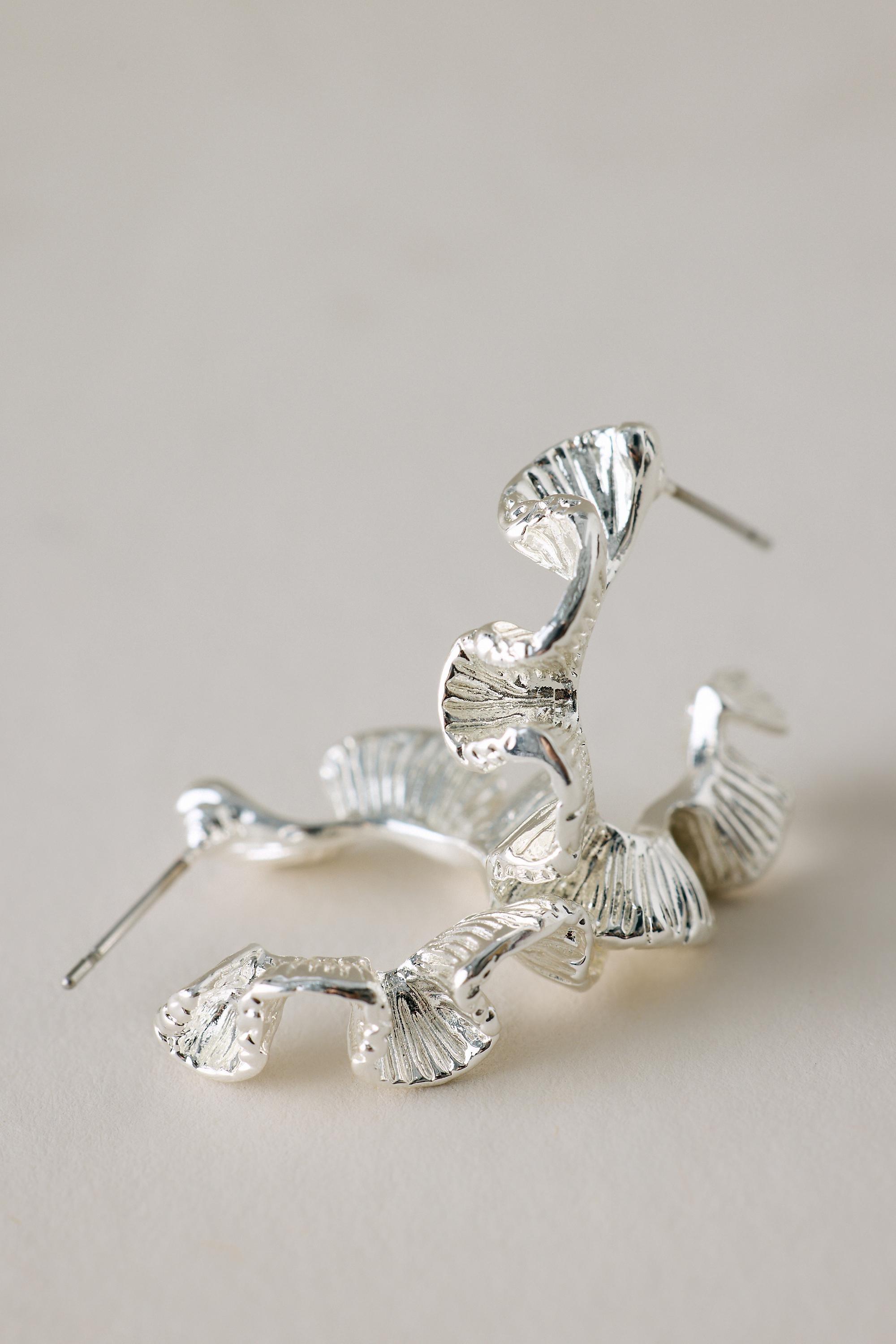 Squiggle Hoop Earrings, Silver, Silver, large image number 1