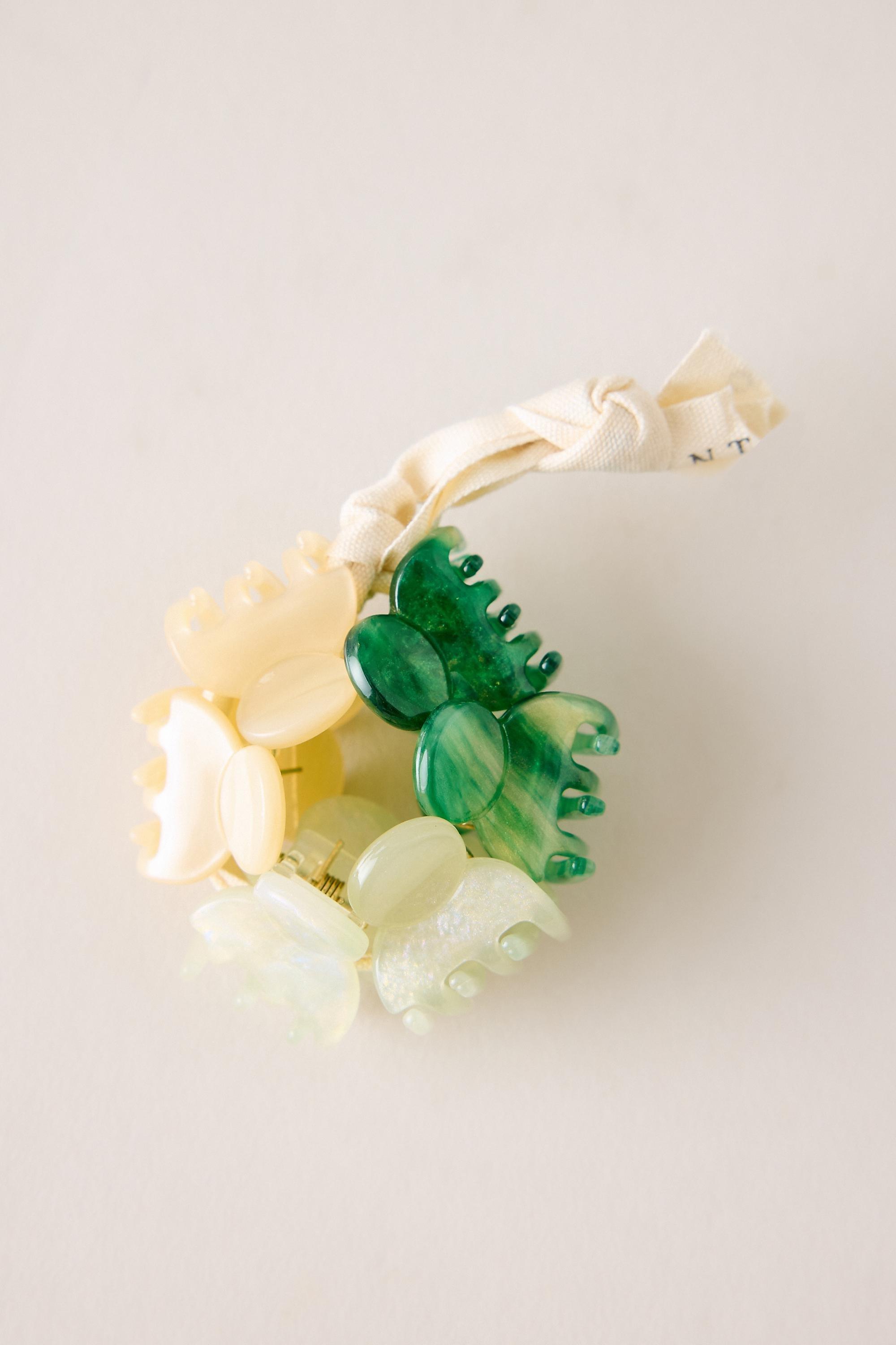 Mini Hair Claw Clips, Set of 6, Green, medium