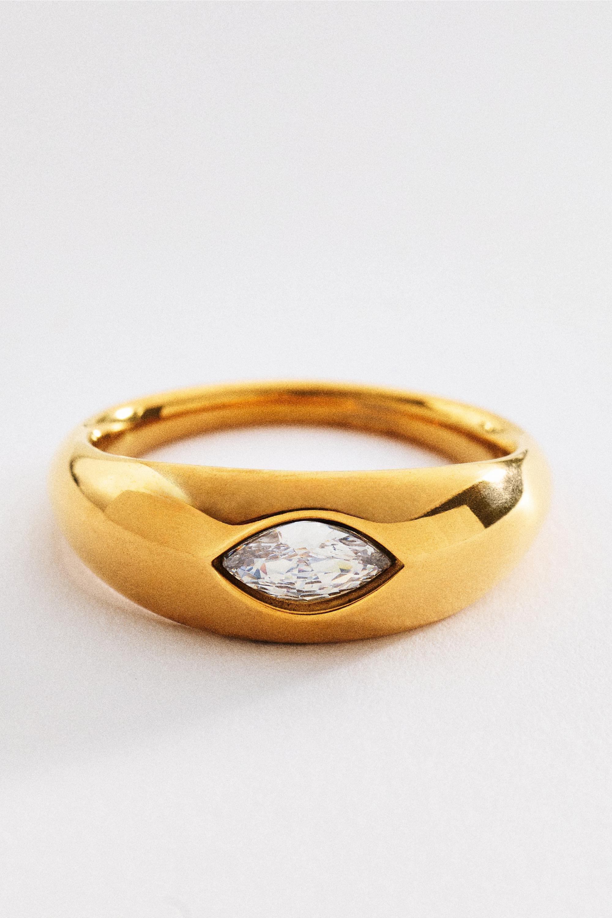 Crystal Marquise Ring, Gold, Gold, medium