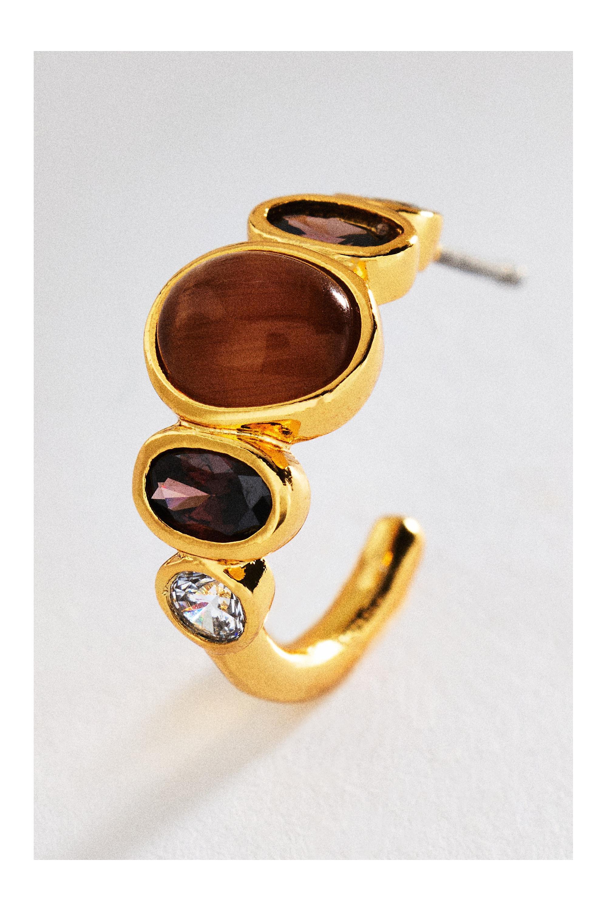 By Anthropologie Stone Hoop Earrings, Brown, Brown, medium
