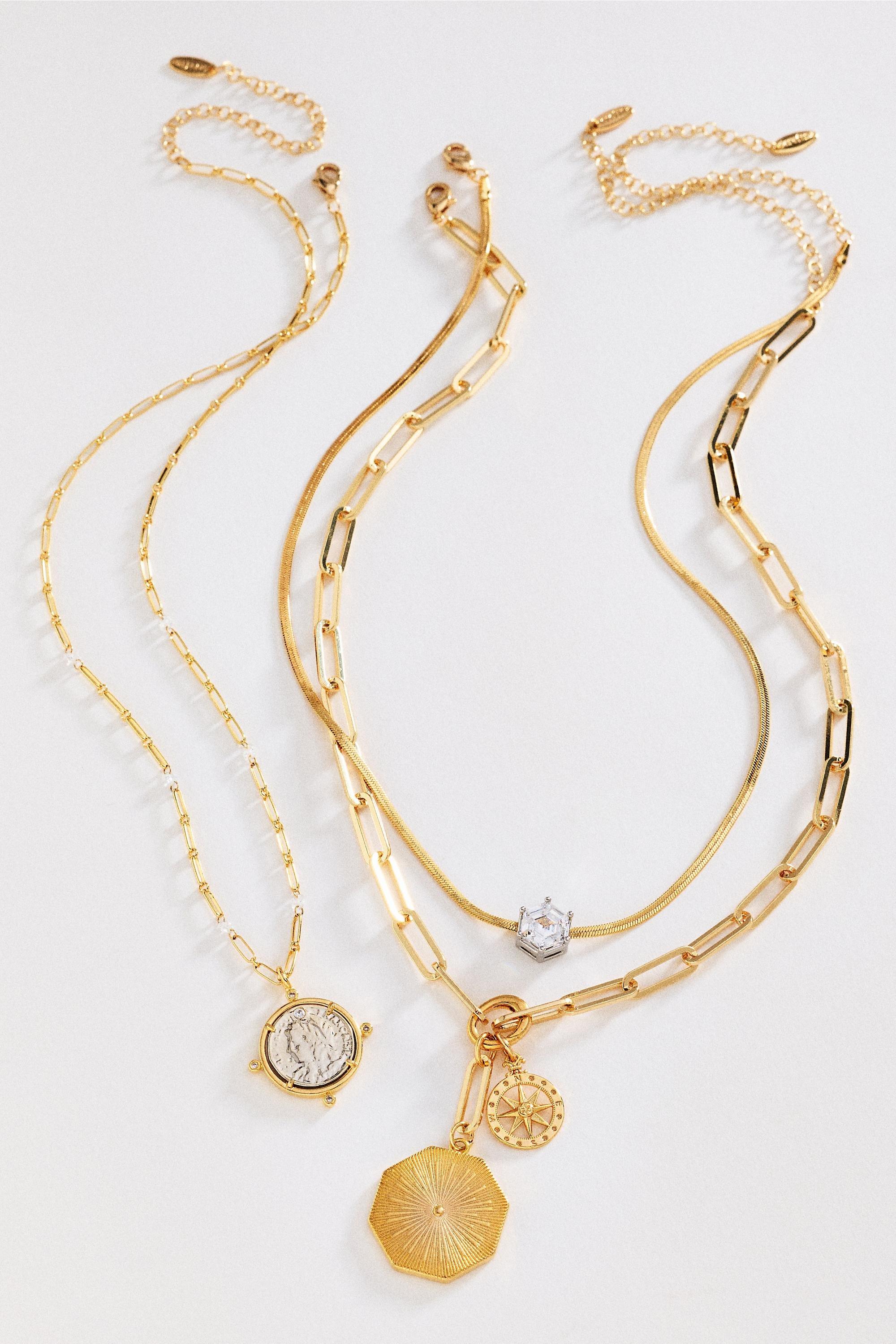 Shades Of Sea Layered Necklaces Set, Silver, Gold, large image number 0