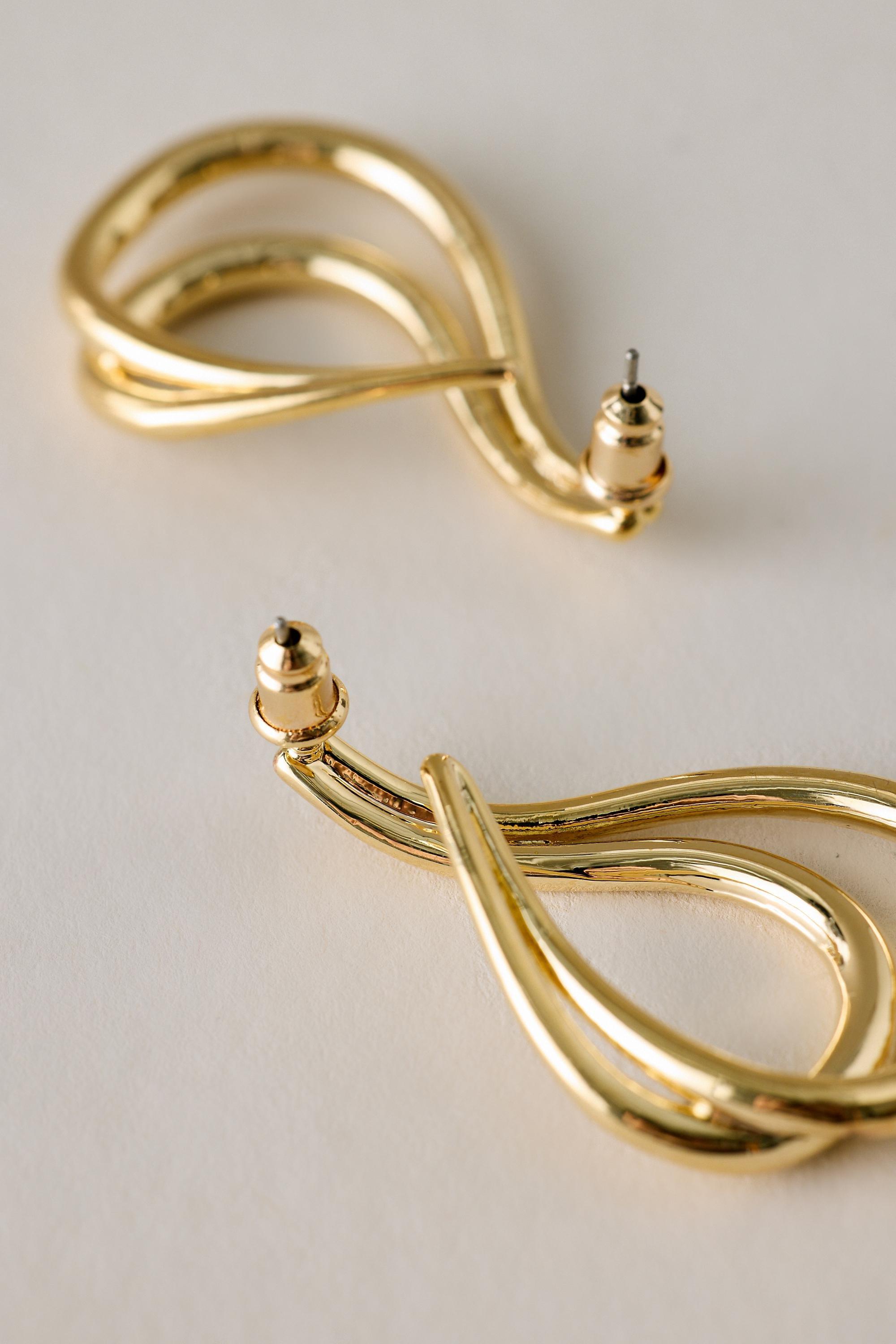 Double Teardrop Earrings, Gold, Gold, medium