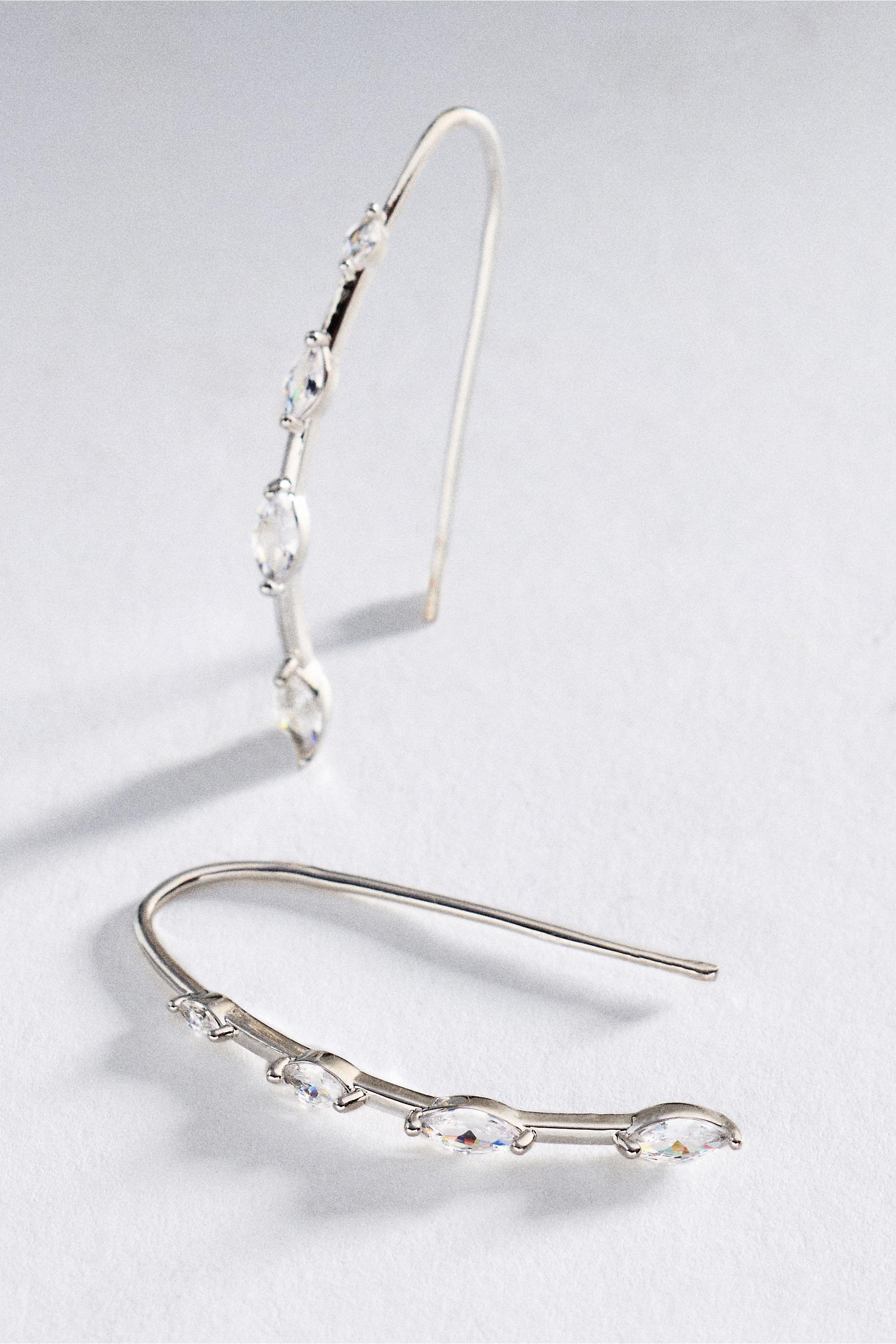 By Anthropologie Crystal Threader Earrings, Silver, Silver, large image number 0