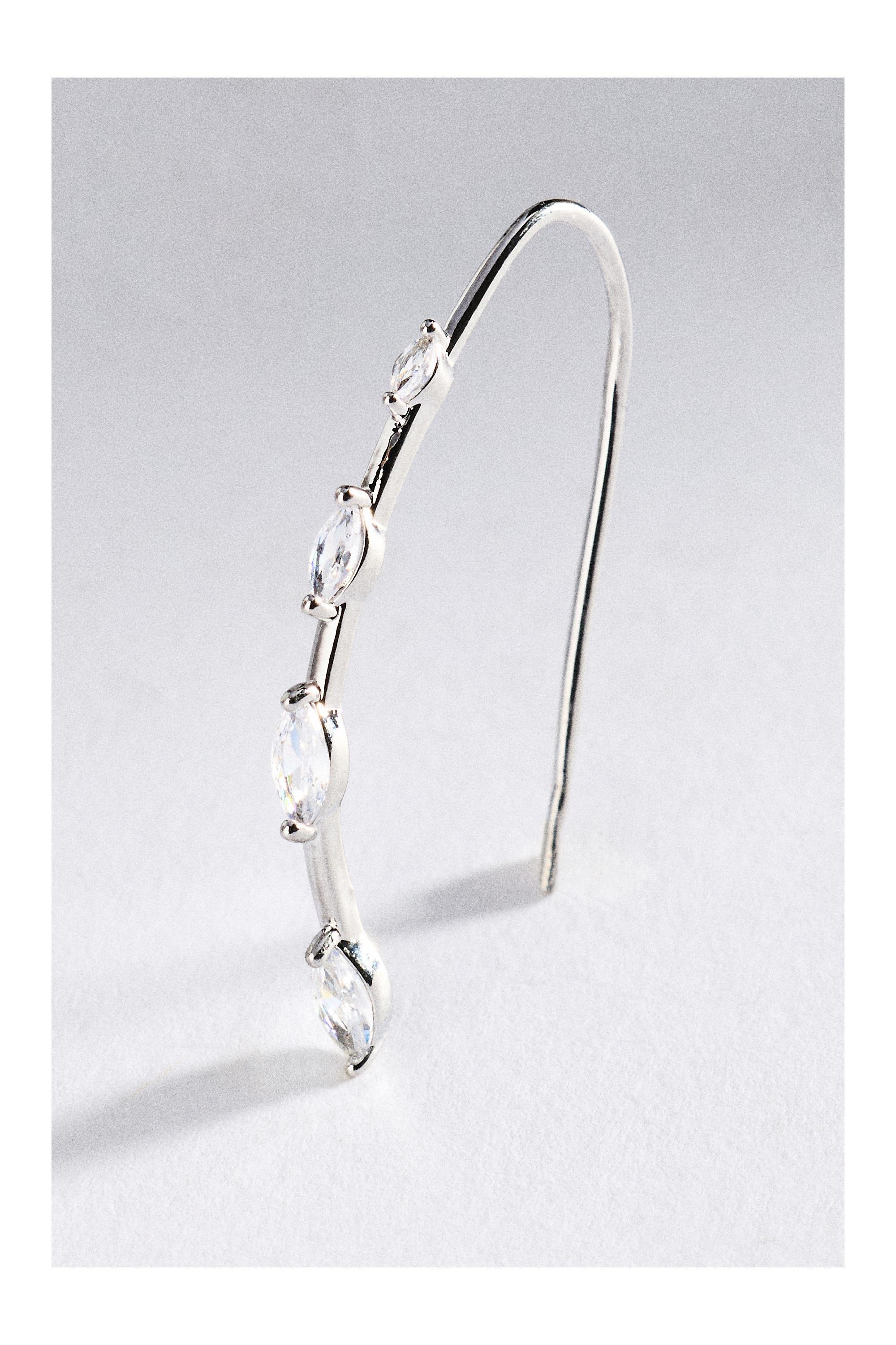 By Anthropologie Crystal Threader Earrings, Silver, Silver, medium
