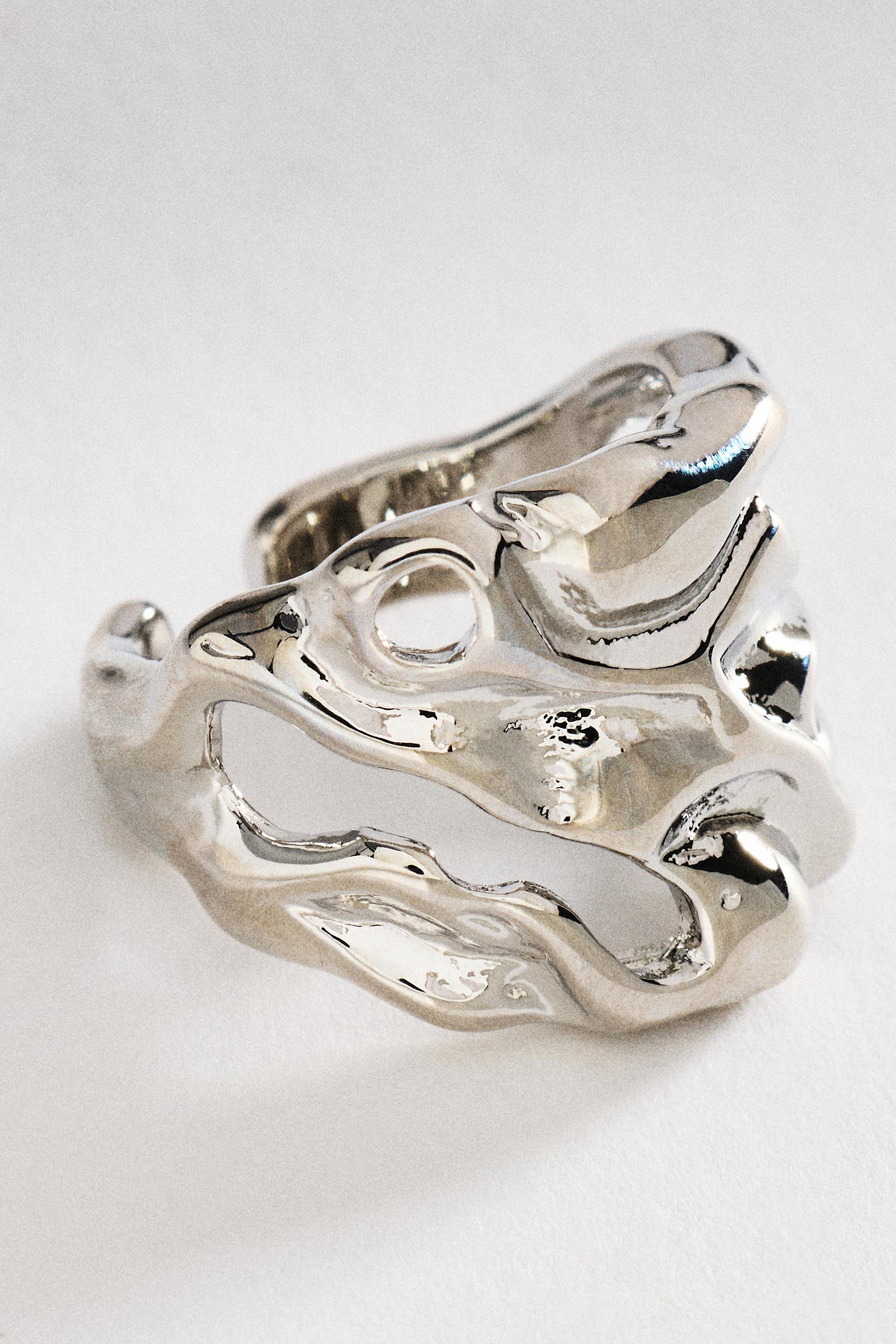 Molten Tide Ring, Silver, Silver, medium